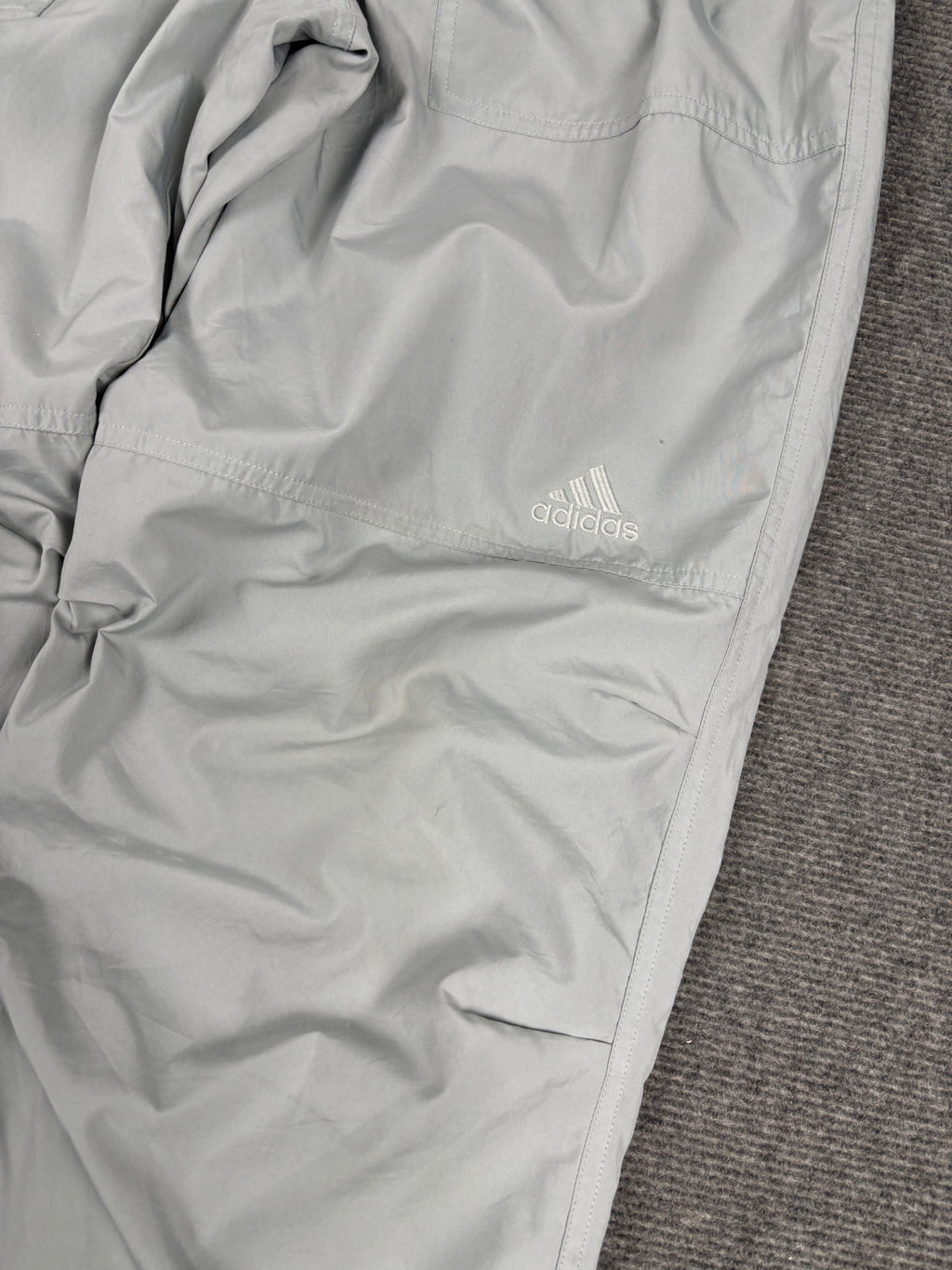 Vintage 90s Adidas Track Pants Size M Double Grey Mesh Lined Nylon Windbreakers