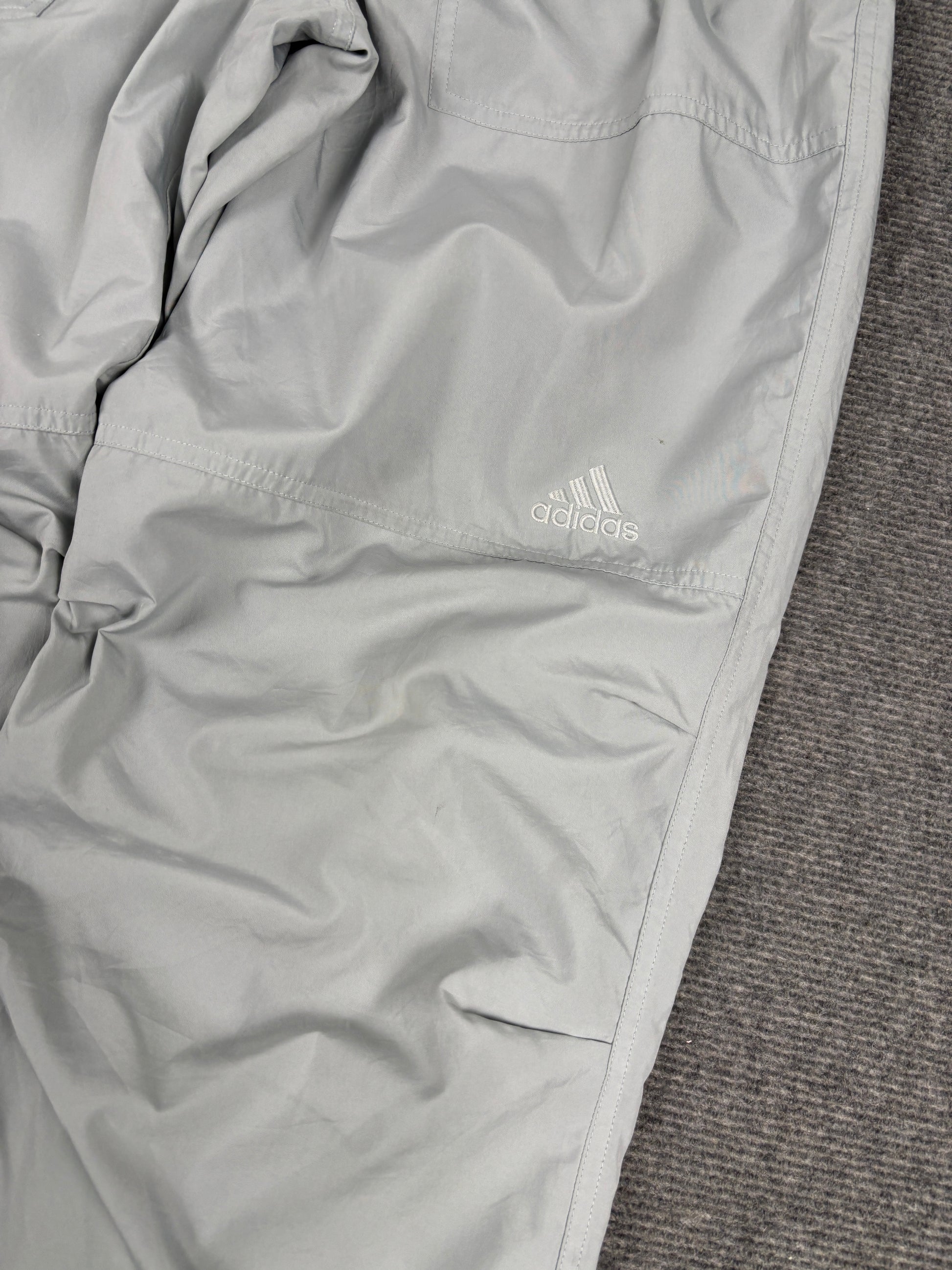 Vintage 90s Adidas Track Pants Size M Double Grey Mesh Lined Nylon Windbreakers