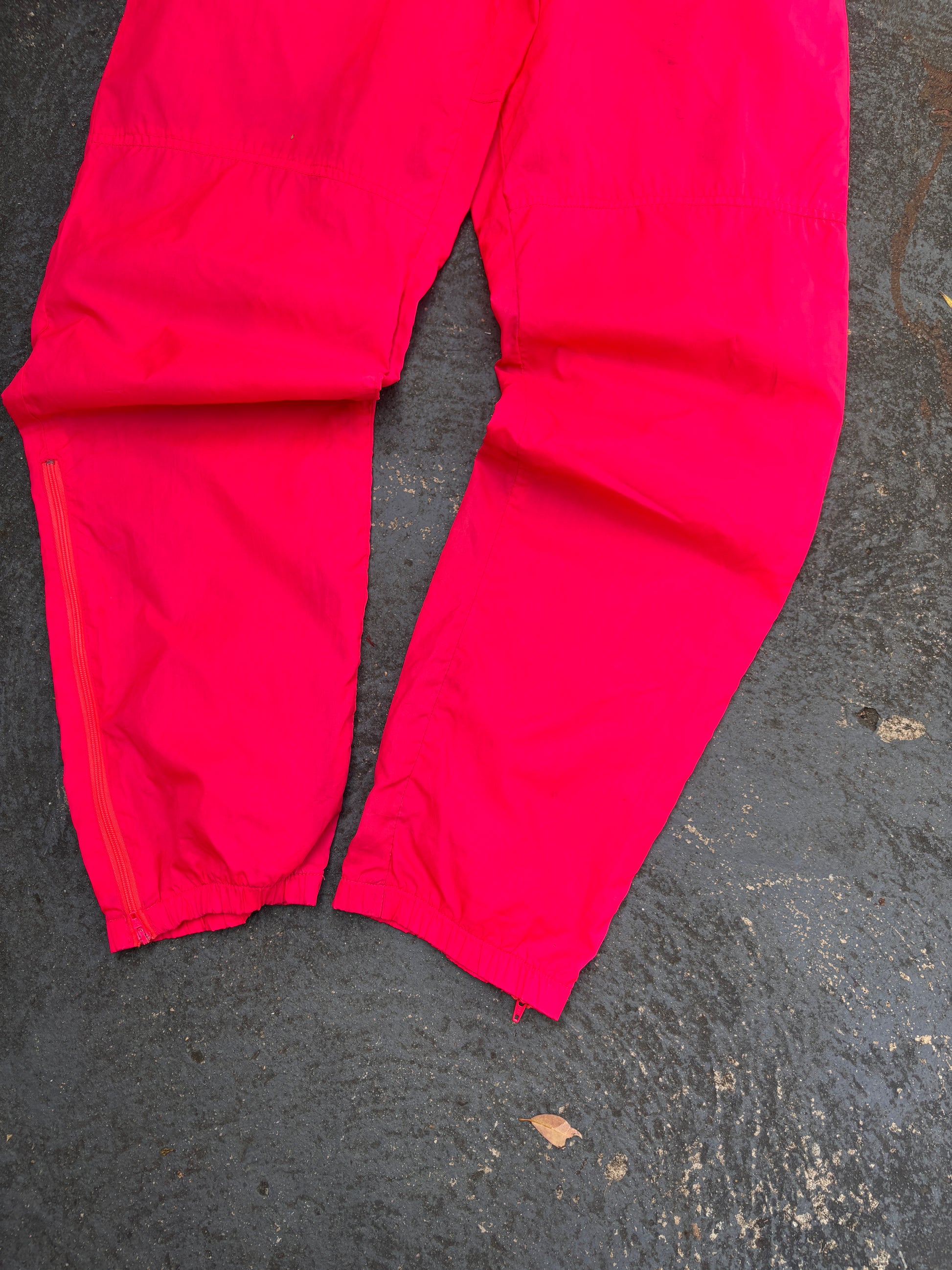 Vintage 80s/90s Nike Track Pants Size M Fluro Pink Blue Cuffed Nylon Windbreakers