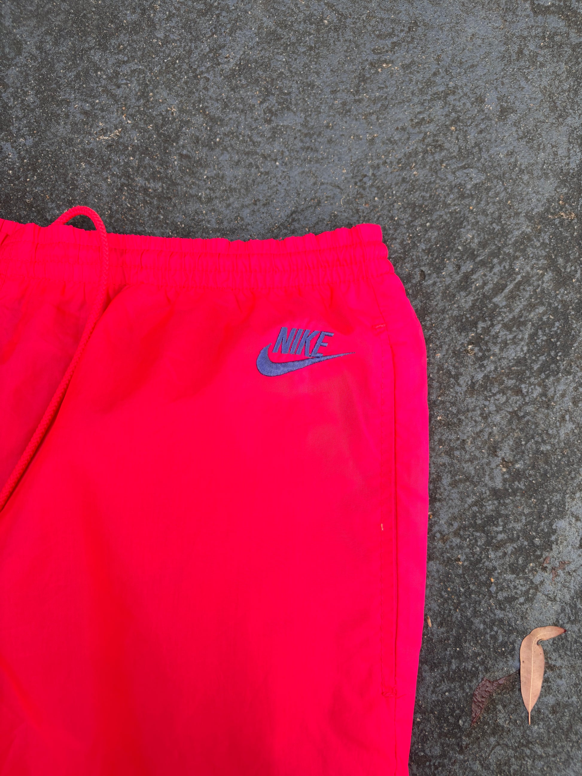 Vintage 80s/90s Nike Track Pants Size M Fluro Pink Blue Cuffed Nylon Windbreakers
