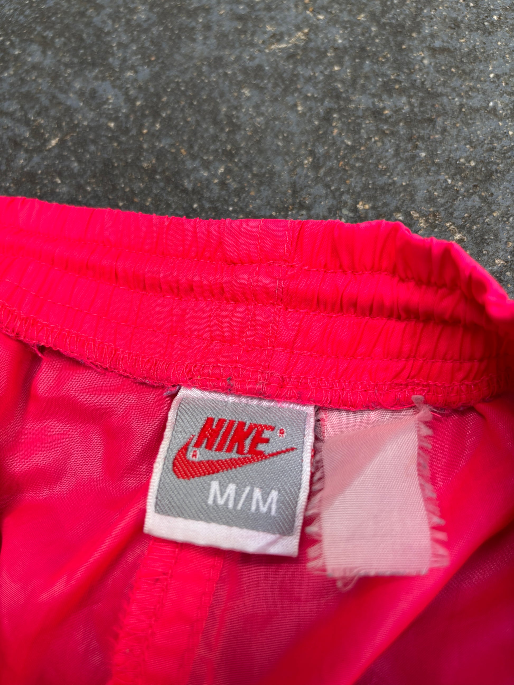 Vintage 80s/90s Nike Track Pants Size M Fluro Pink Blue Cuffed Nylon Windbreakers