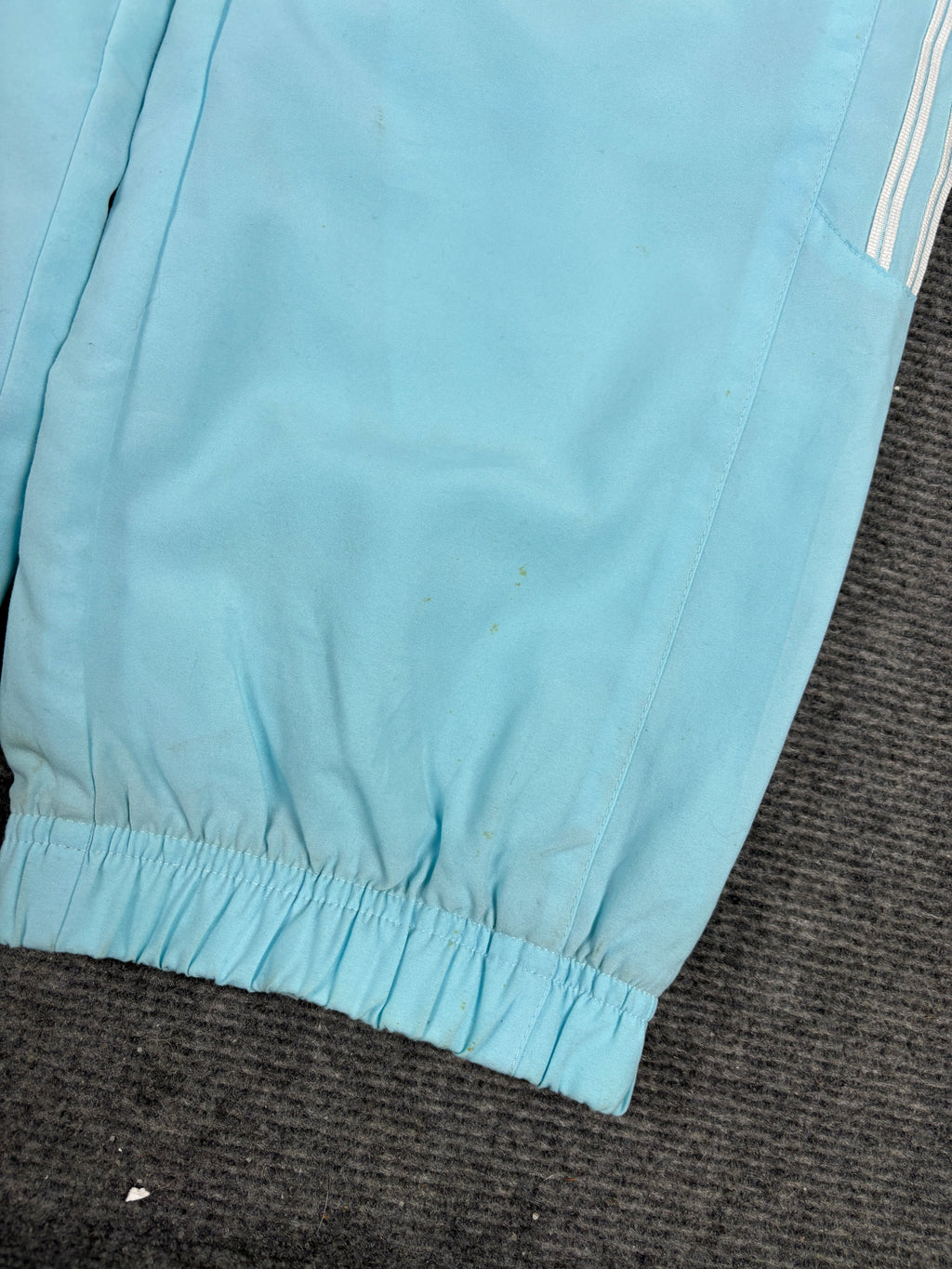 Vintage Y2K Adidas Track Pants Size S Blue White 3 Stripe Logo Windbreakers