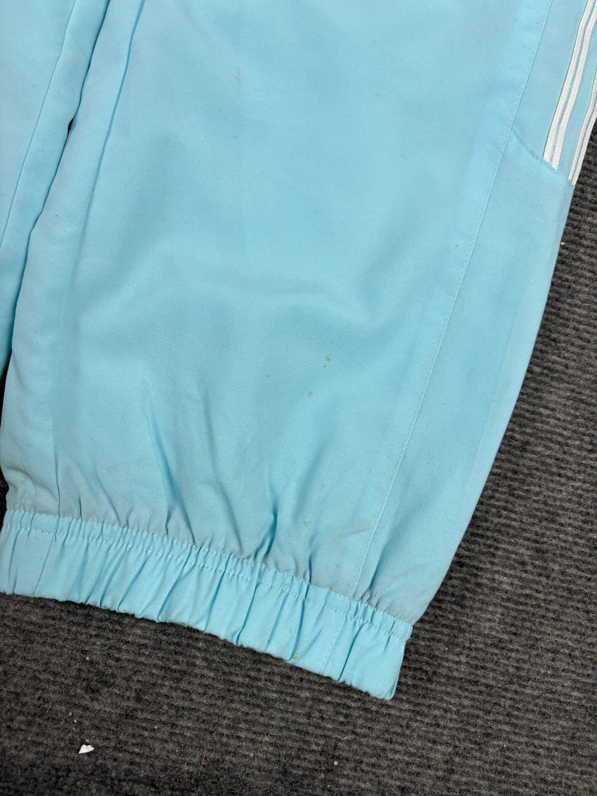 Vintage Y2K Adidas Track Pants Size S Blue White 3 Stripe Logo Windbreakers