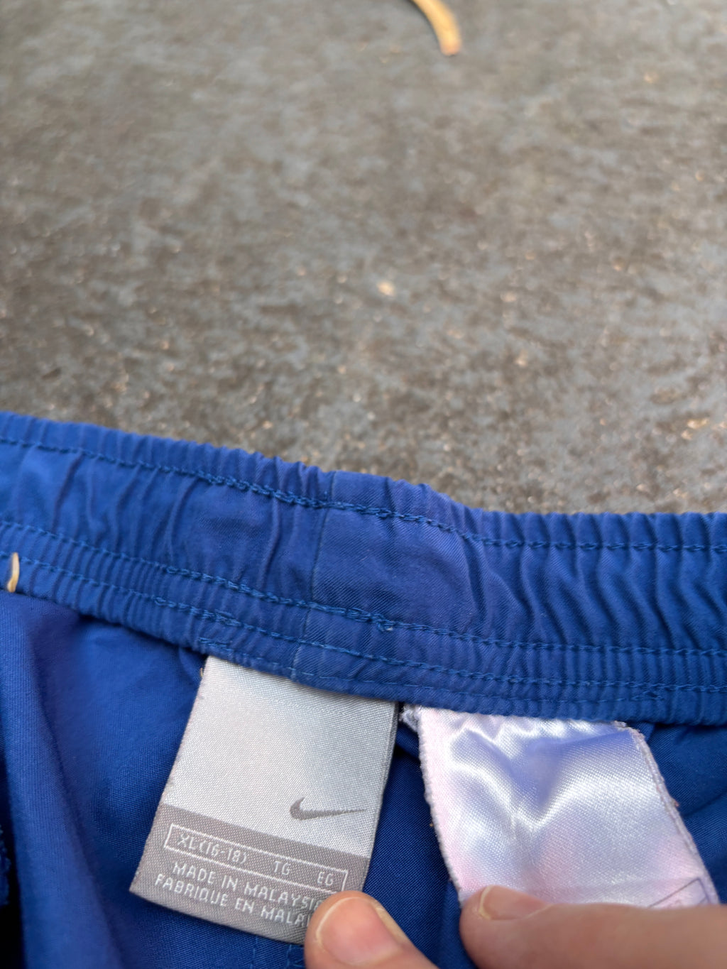 Vintage Y2K Nike Track Pants Women’s Size XL Blue White Detail Ankle Swoosh Wide Leg