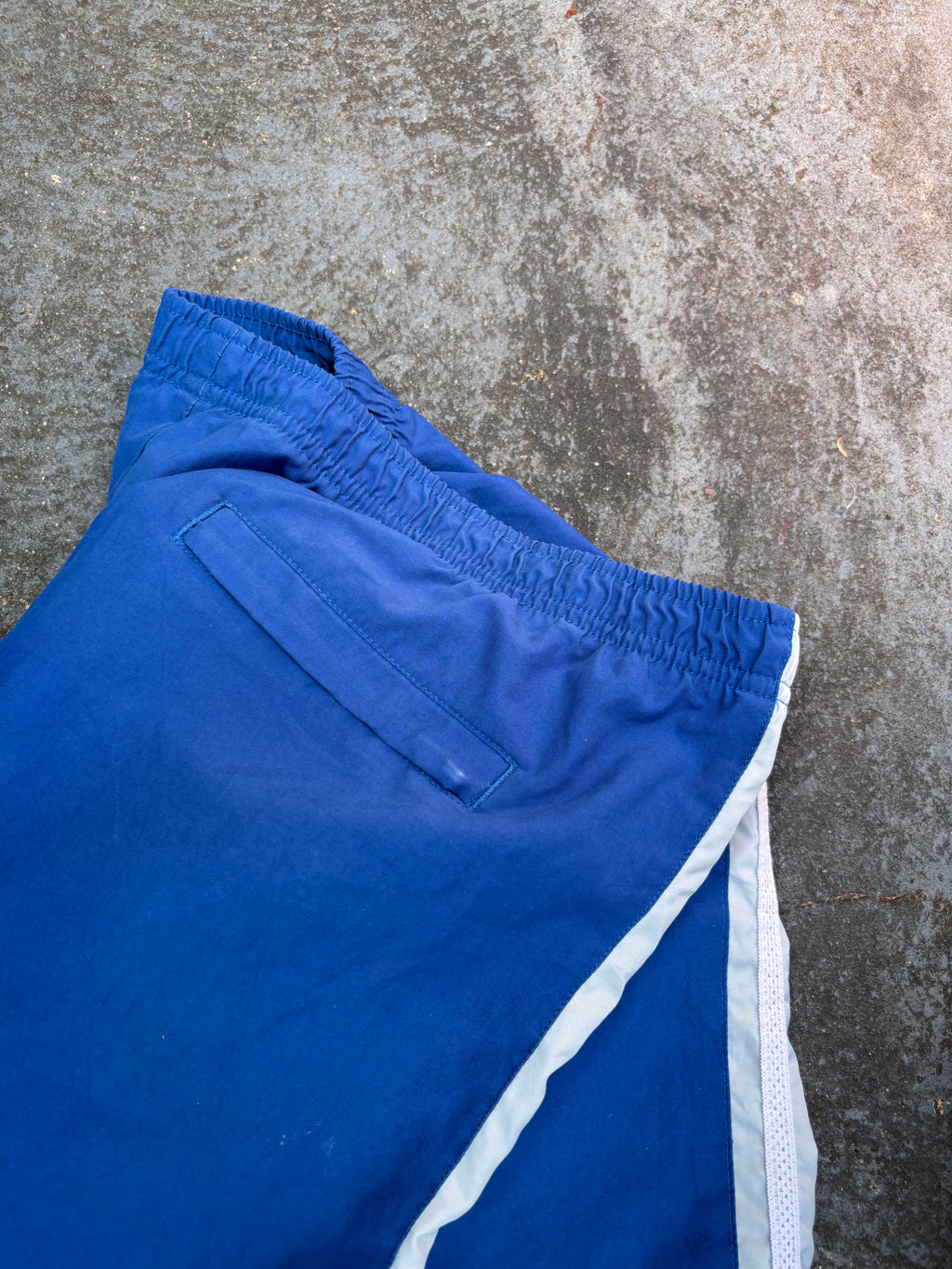 Vintage Y2K Nike Track Pants Women’s Size XL Blue White Detail Ankle Swoosh Wide Leg