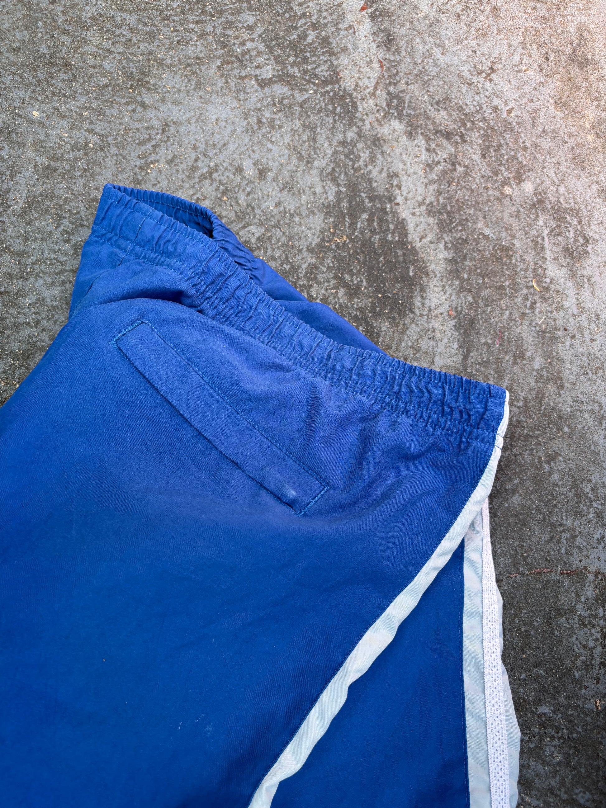 Vintage Y2K Nike Track Pants Women’s Size XL Blue White Detail Ankle Swoosh Wide Leg