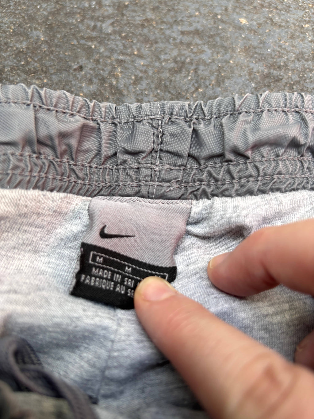 Vintage Y2K Nike Track Pants Size M Grey Black Ankle Swoosh Wide Leg Windbreaker