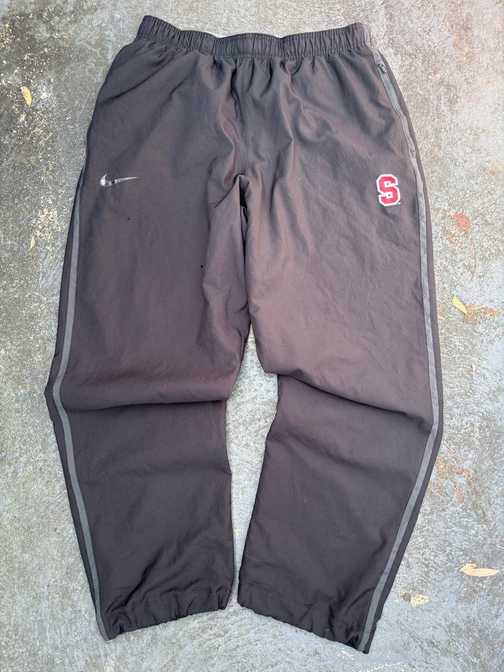 Nike Dri-Fit Track Pants Size XXL Black School Team Logo Wide Leg Ankle Zip