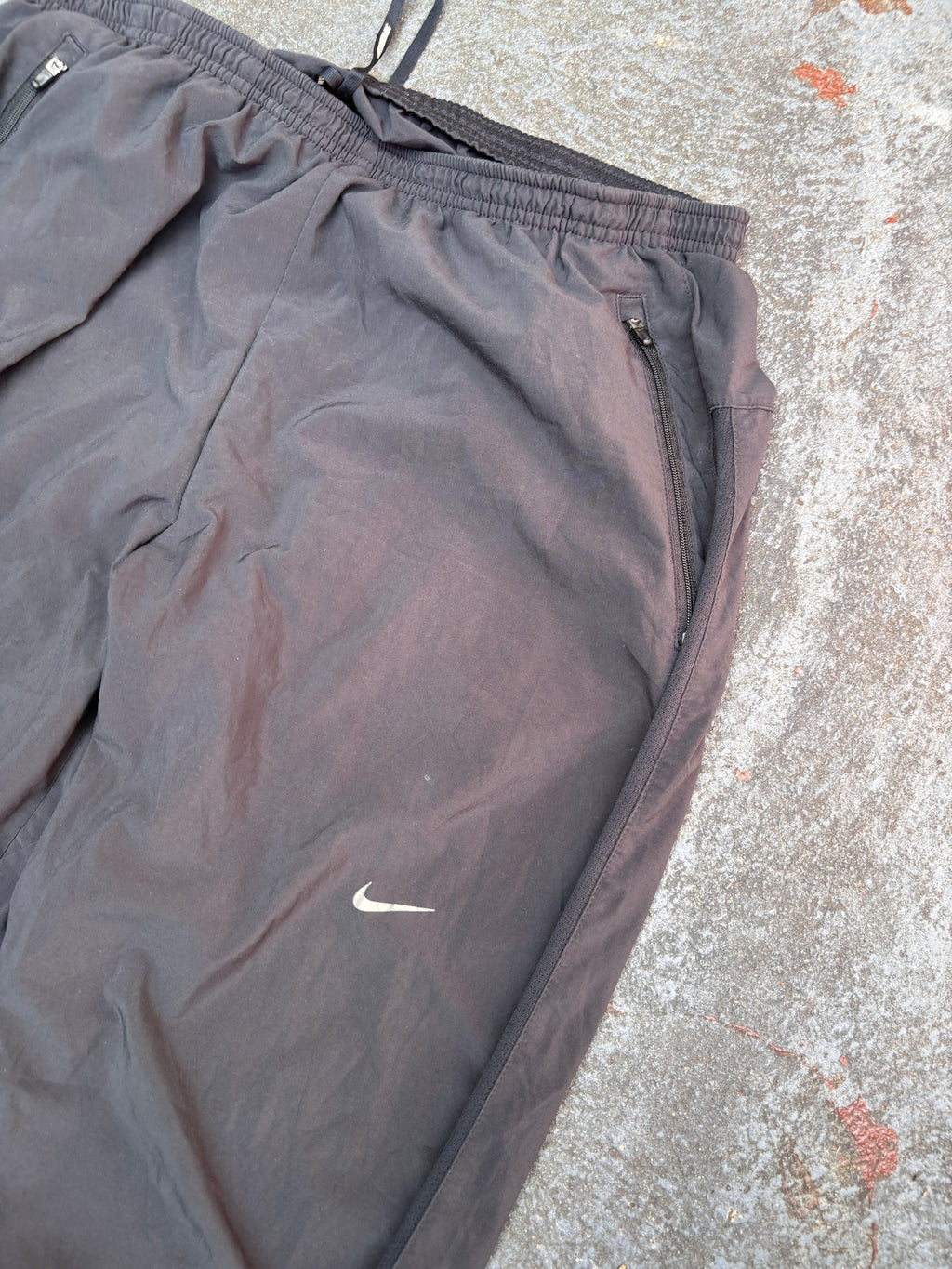 Nike Dri-Fit Track Pants Size XL Black Detail Running Gym Wide Leg Ankle Zip