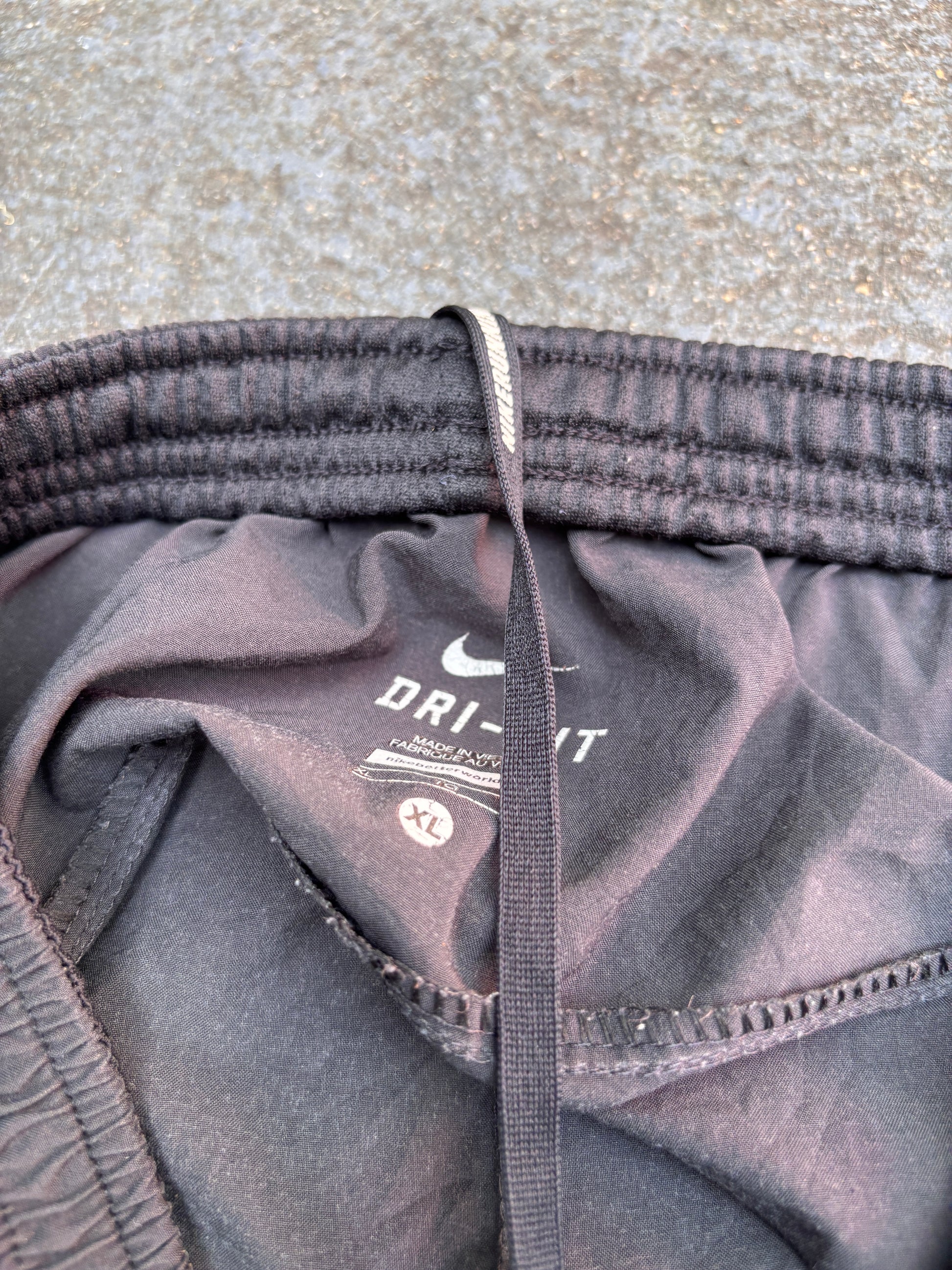 Nike Dri-Fit Track Pants Size XL Black Detail Running Gym Wide Leg Ankle Zip