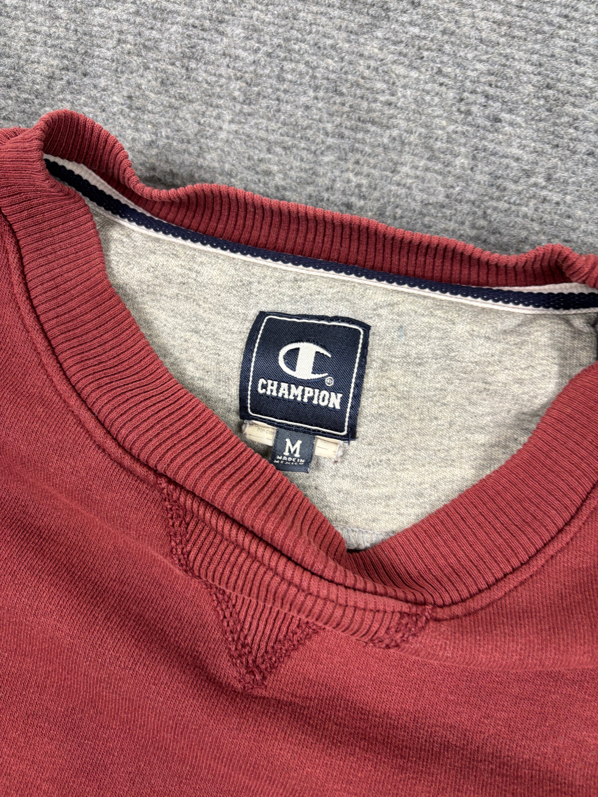 Vintage Men's 90's Champion Jumper Men's M Red Mini Logo w Cross Crew Neck