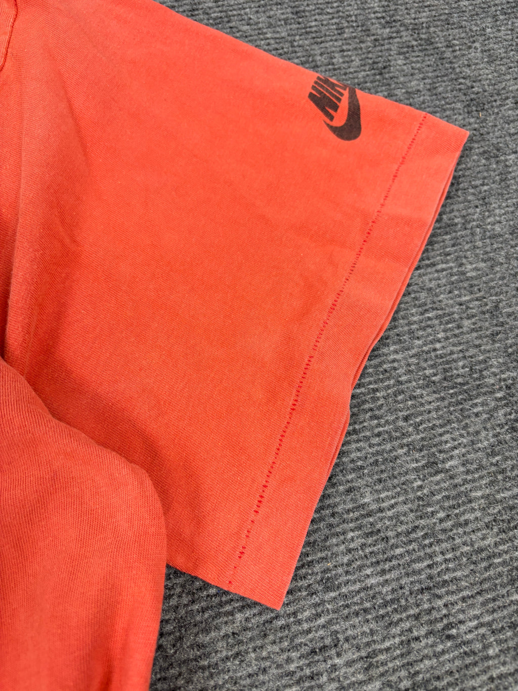 Vintage 90s Nike Jordan T-Shirt XL Red Orange Cotton Single Stitch Jumpman Spell Out Rare