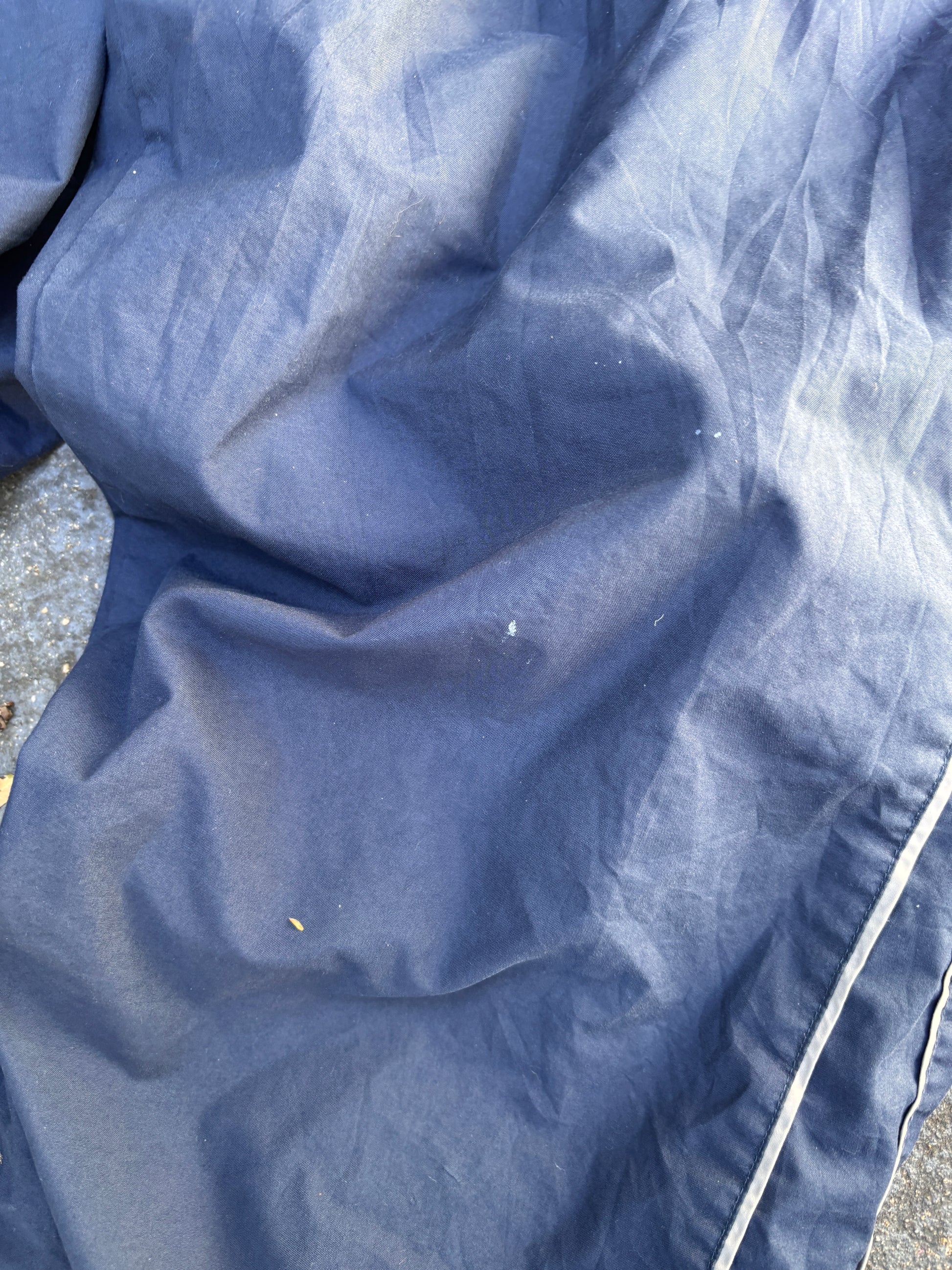 Vintage Y2K Nike Track Pants Size L Navy Grey Piping Spell Out Wide Leg Ankle Zip