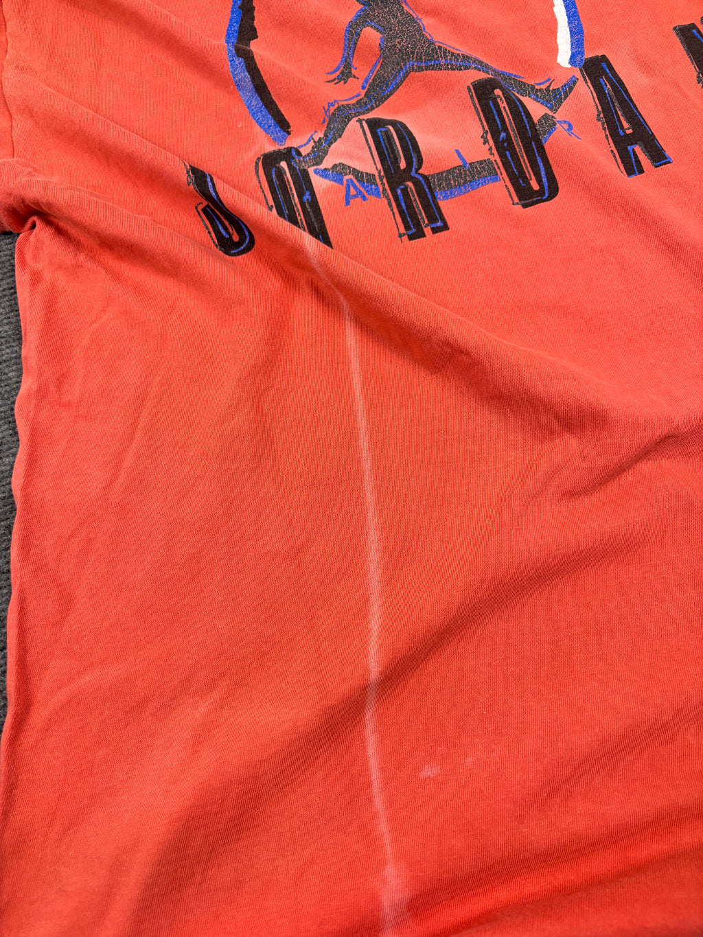 Vintage 90s Nike Jordan T-Shirt XL Red Orange Cotton Single Stitch Jumpman Spell Out Rare