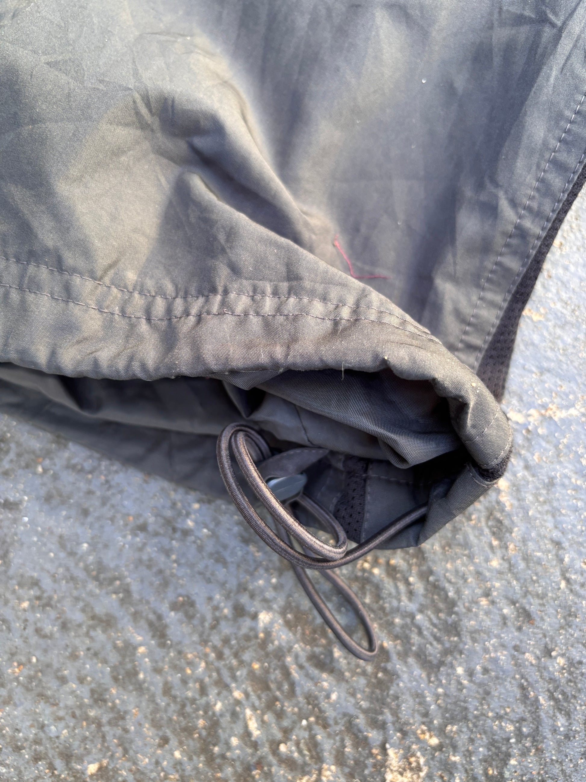 Vintage Y2K Nike Track Pants Size L Grey Black Piping Swoosh Wide Leg Bungee Ankle