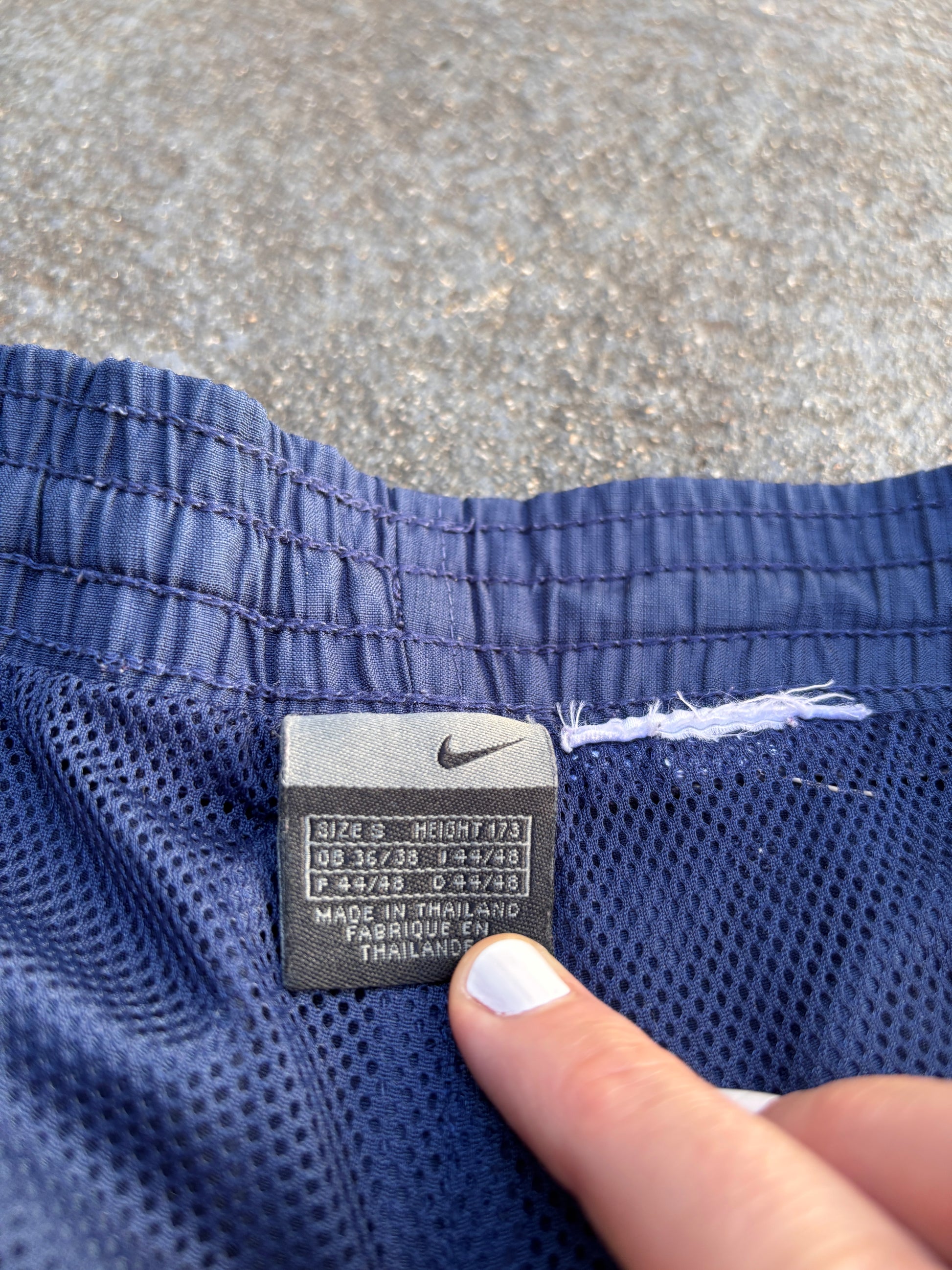 Vintage Y2K Nike Football Track Pants Size S Navy Red Detail Wide Leg Ankle Zip