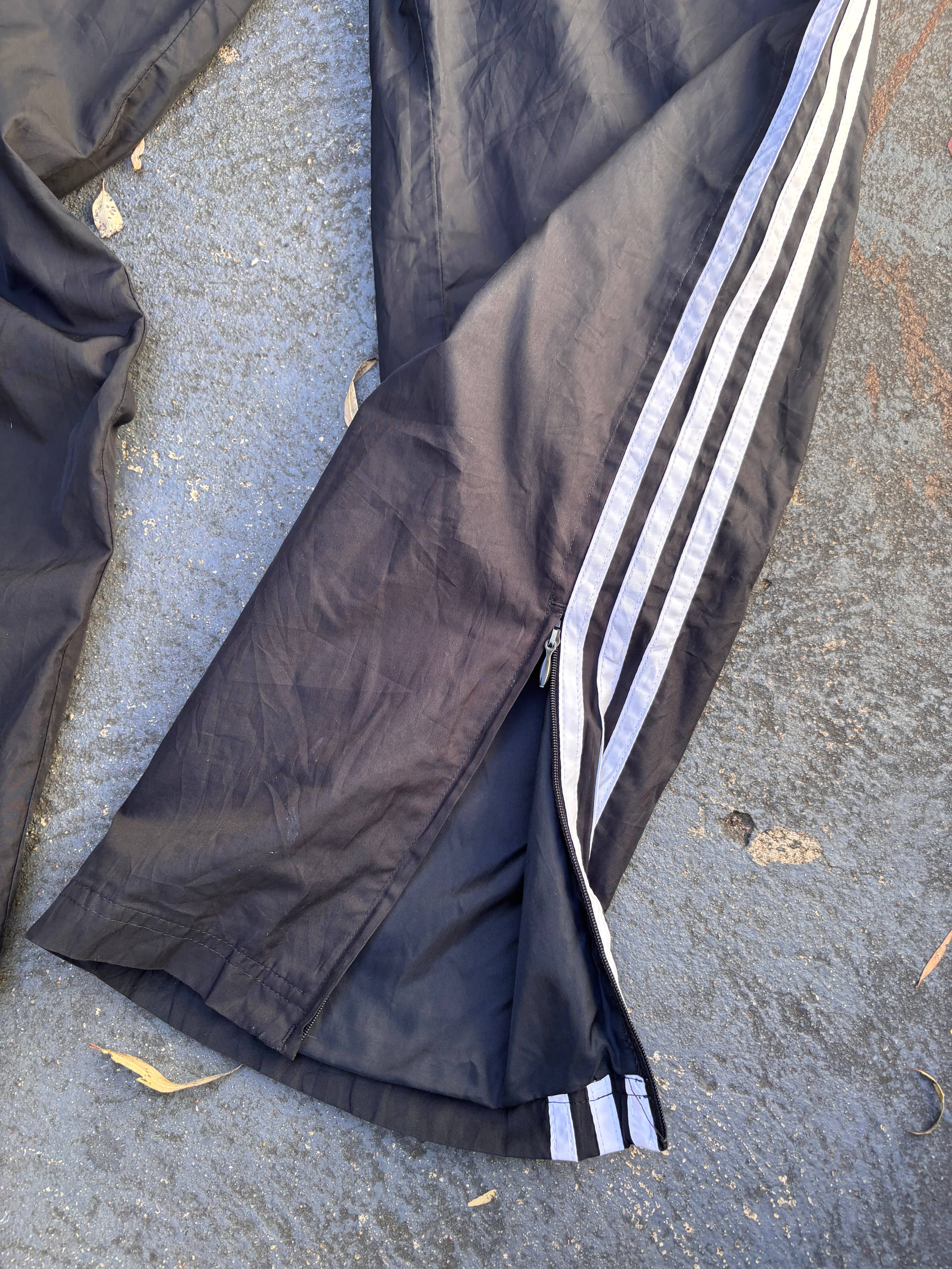 Vintage Y2K Adidas Track Pants Size M Black White 3-Stripes Wide