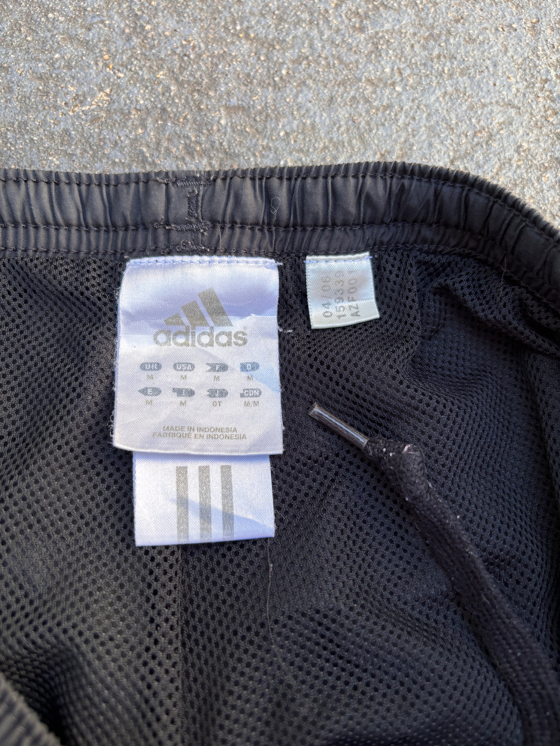 Vintage Y2K Adidas Track Pants Size M Black White 3-Stripes Wide Leg Ankle Zip