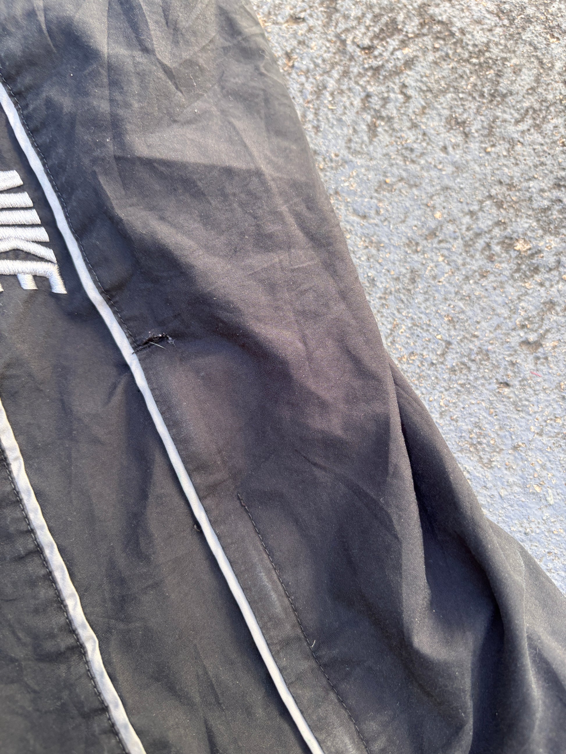 Vintage Y2K Nike Track Pants Size M Black Grey Piping Spell Out Wide Leg Ankle Zip