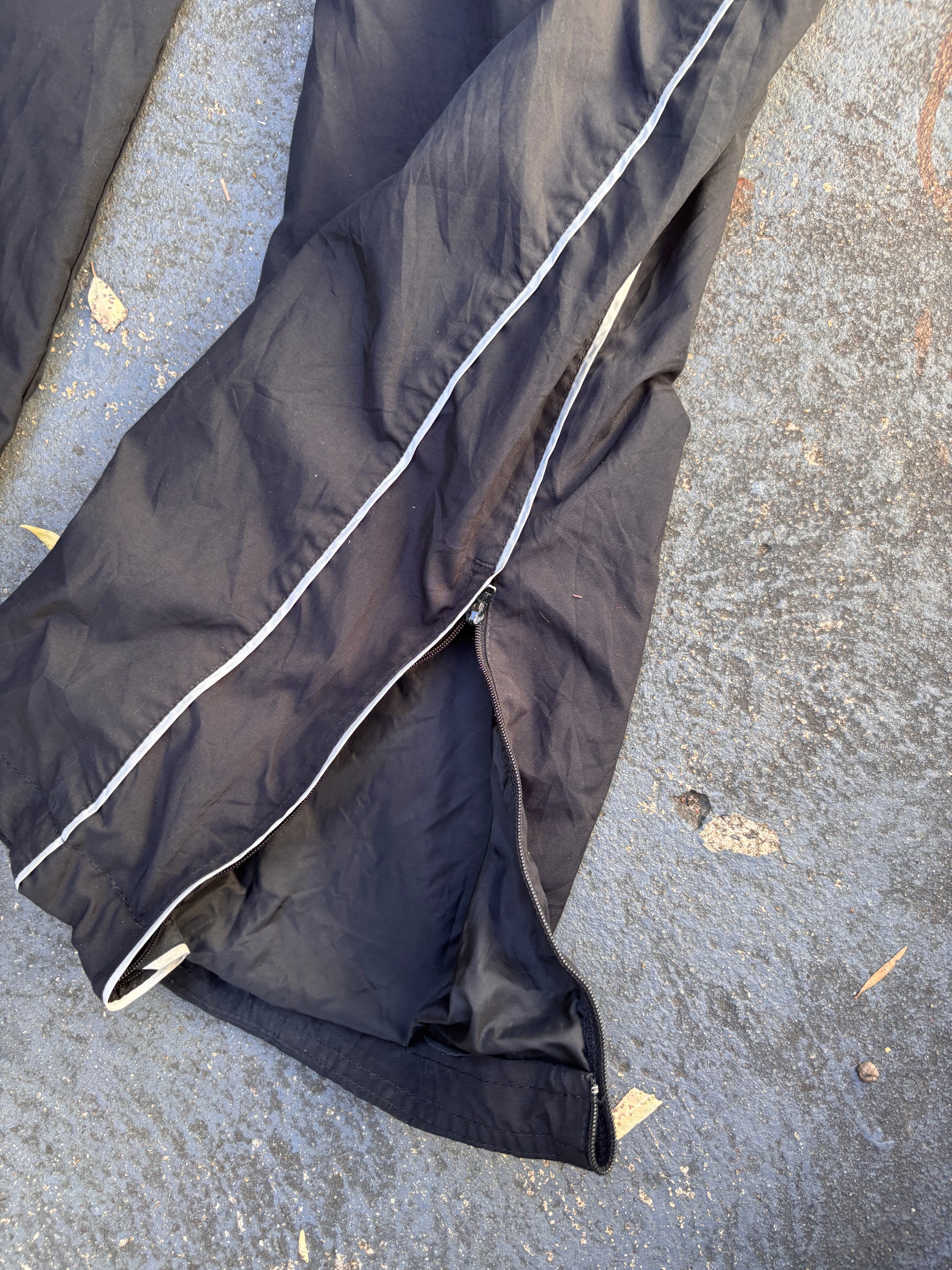 Vintage Y2K Nike Track Pants Size XL Black Grey Piping Classic Wide Leg Ankle Zip