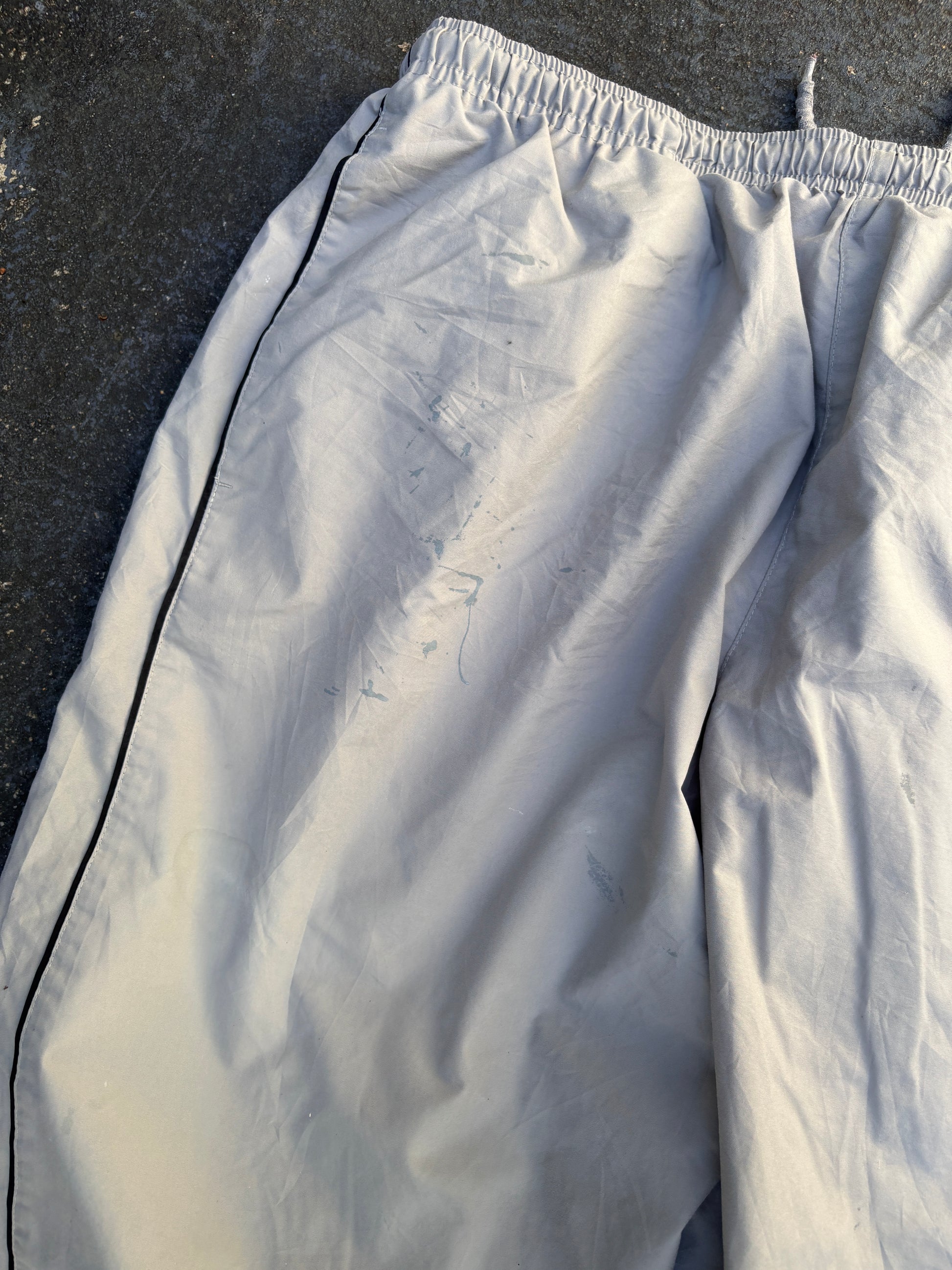 Vintage Y2K Nike Track Pants Size XL Grey Black Piping Spell Out Wide Leg Ankle Zip