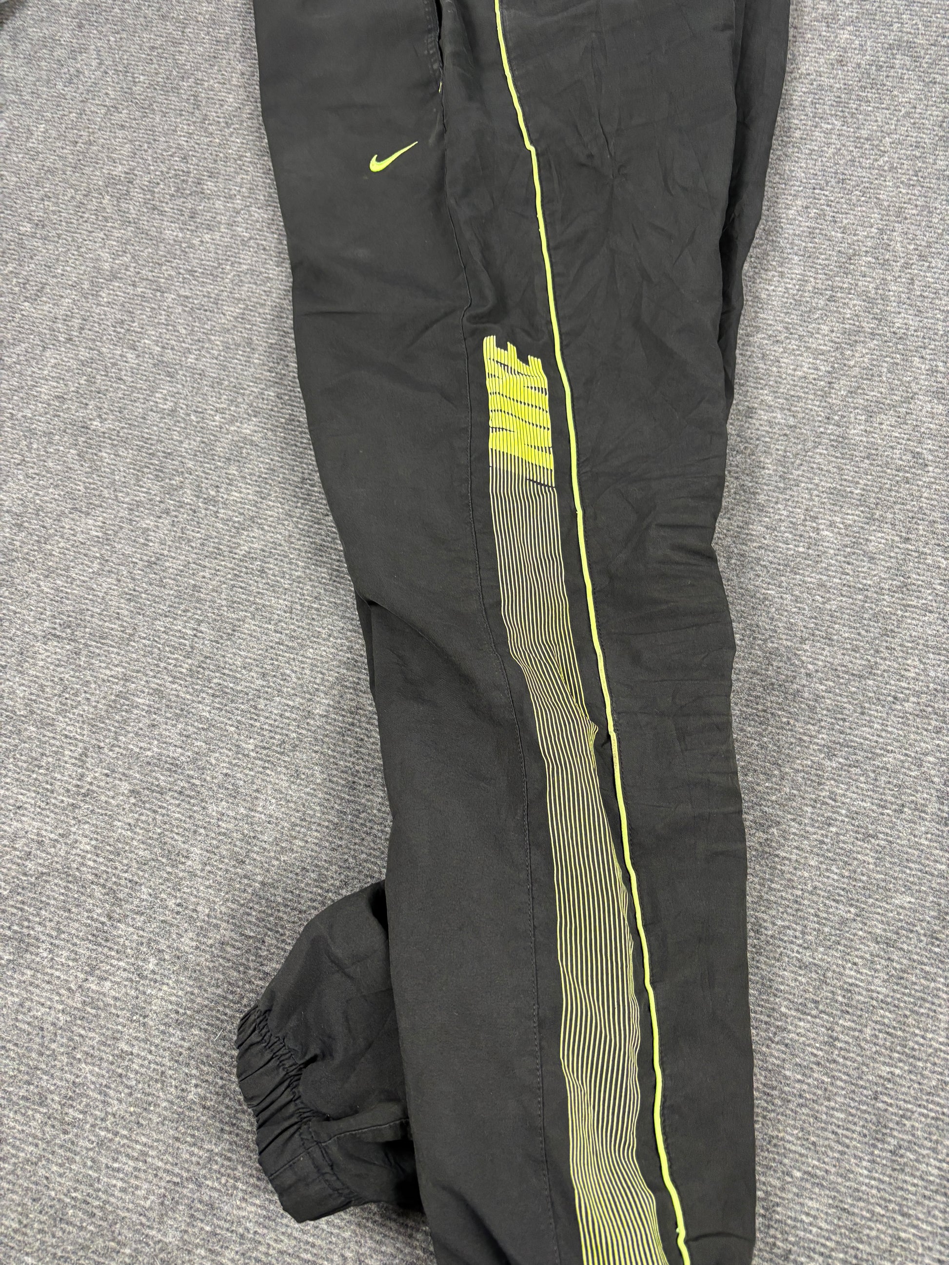 2000s Nike Track Pants Men’s S Black Yellow Spell Out Joggers