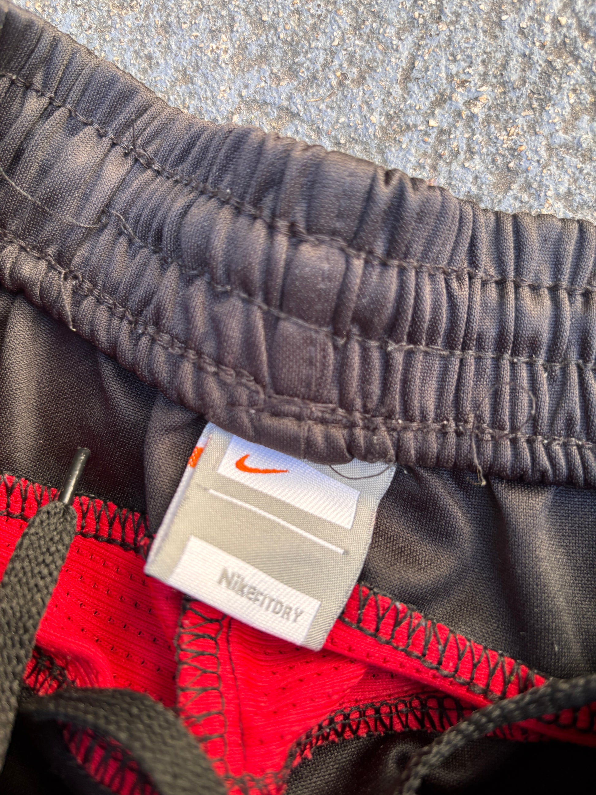 Vintage Y2K Nike Football Track Pants Size S Black Red T90 Logo Tapered Ankle Zip