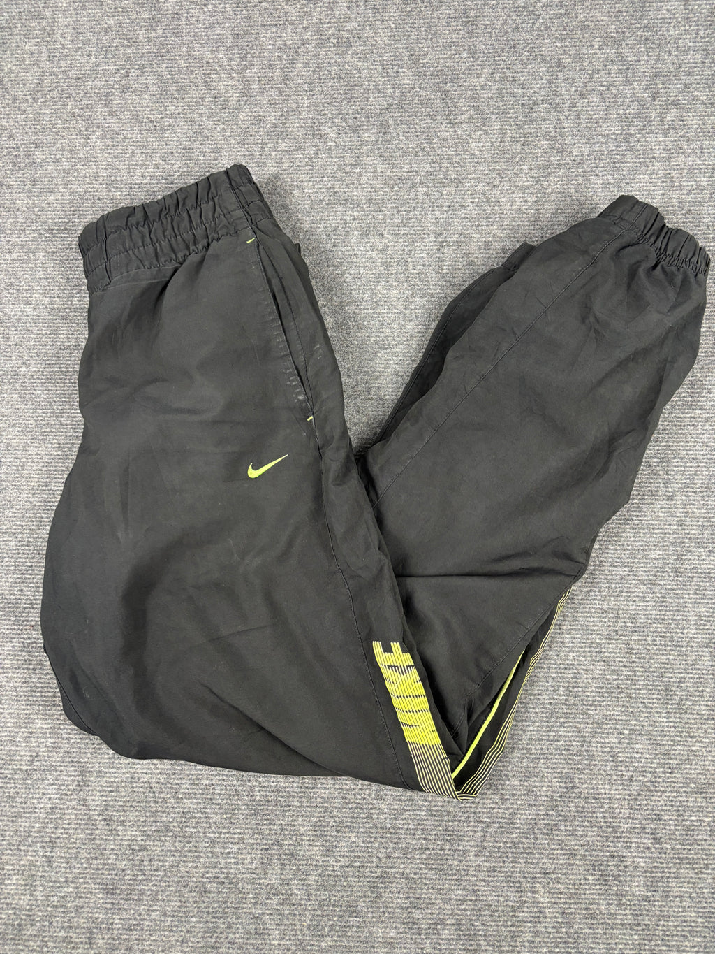 2000s Nike Track Pants Men’s S Black Yellow Spell Out Joggers
