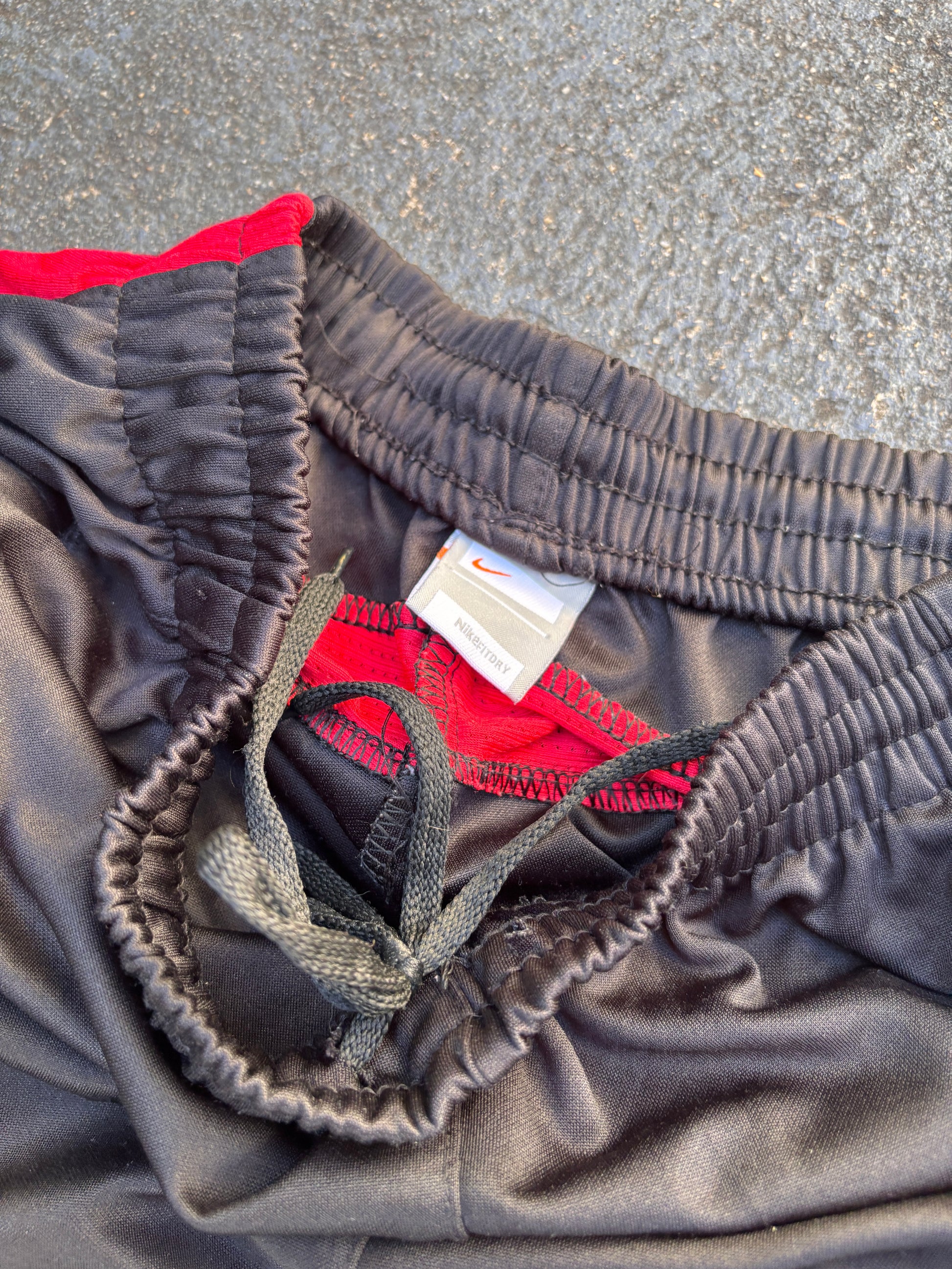 Vintage Y2K Nike Football Track Pants Size S Black Red T90 Logo Tapered Ankle Zip