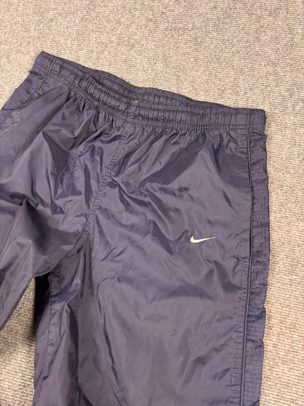 90s Nike Track Pants Men's Small Navy Blue Baggy Nylon Joggers