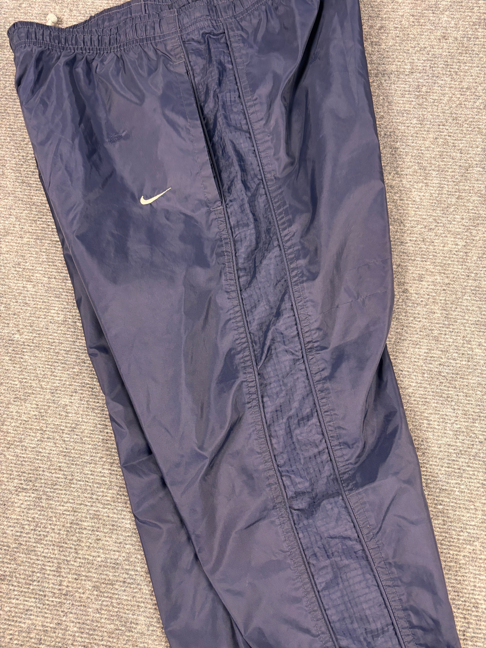 90s Nike Track Pants Men's Small Navy Blue Baggy Nylon Joggers