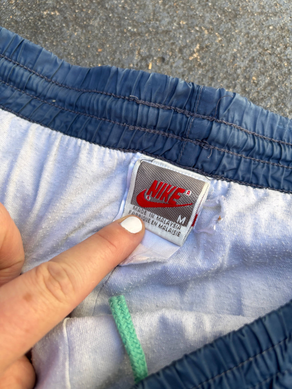 Vintage 90s Nike Track Pants Size M Navy Blue Classic Retro Nylon Windbreakers