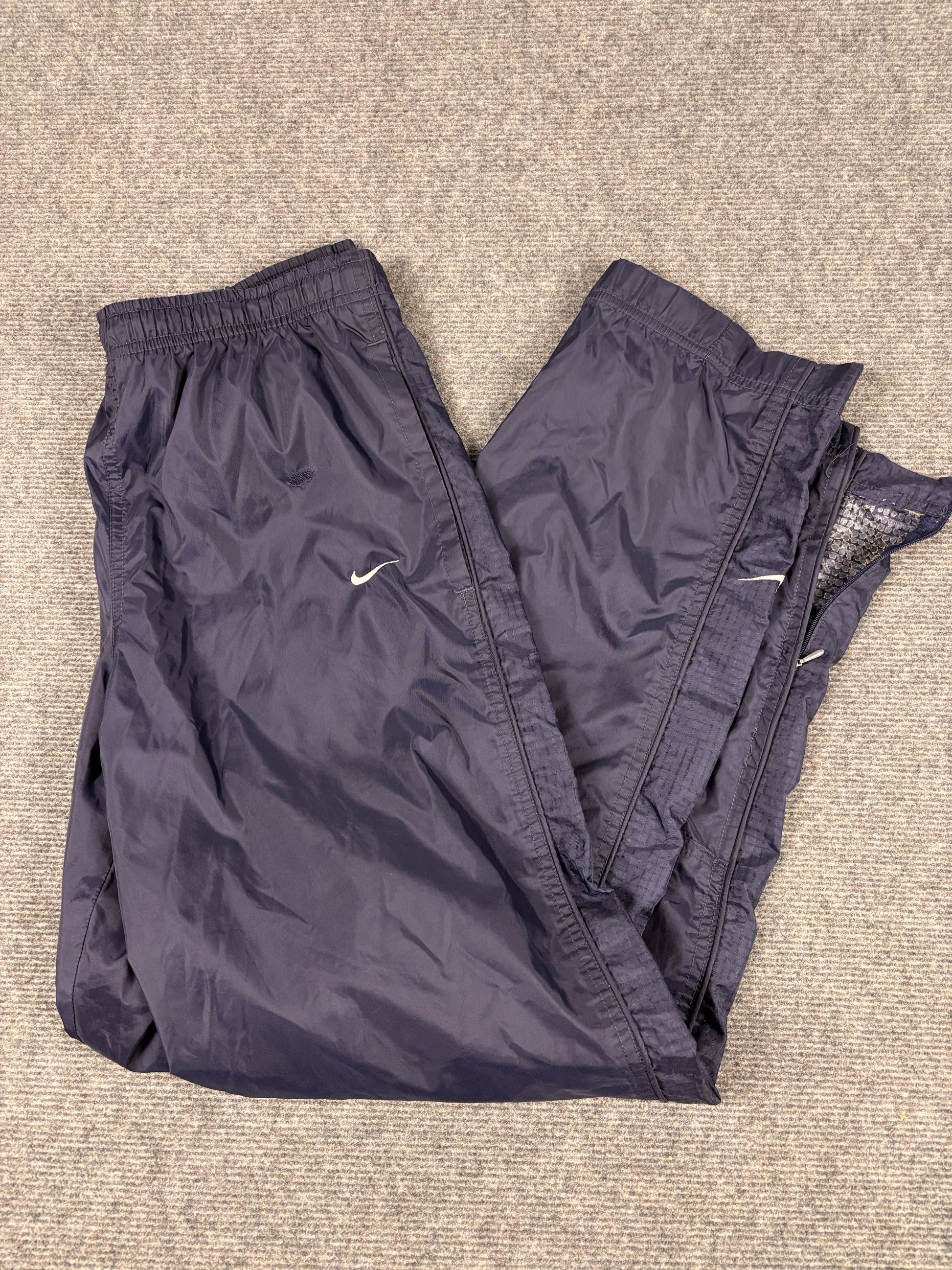 90s Nike Track Pants Men's Small Navy Blue Baggy Nylon Joggers