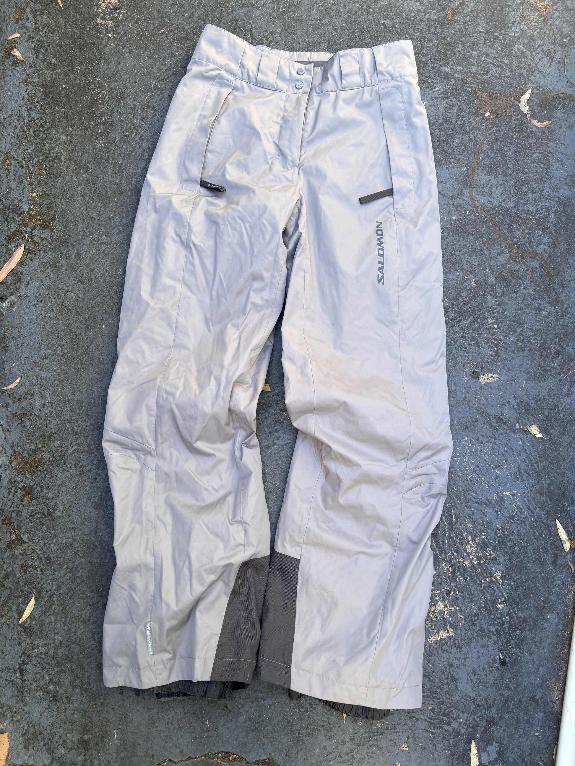 Vintage Y2K Salomon Track Pants Size S Grey Wide Leg Ski Hiking Outdoor Style