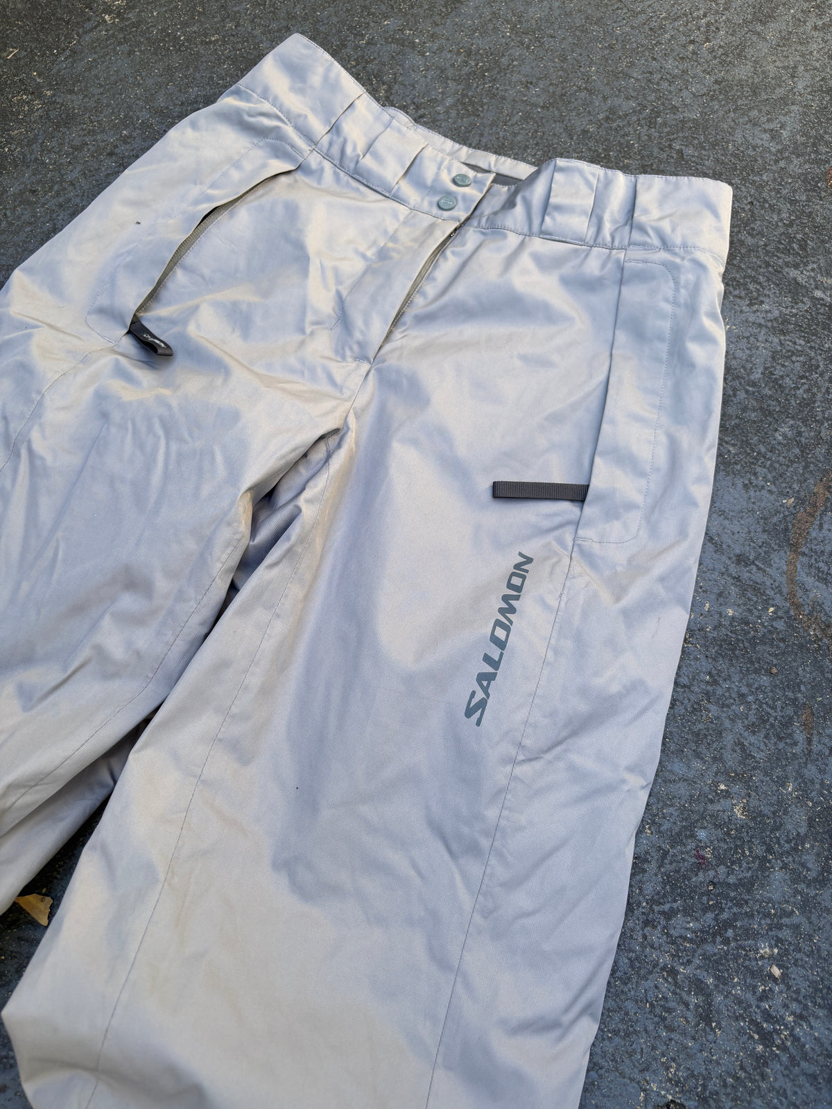 Vintage Y2K Salomon Track Pants Size S Grey Wide Leg Ski Hiking Outdoor Style