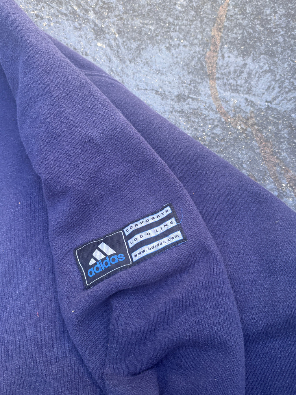 Vintage 90s Adidas Jumper Size XL Navy Large Front Graphic Faded Sweatshirt