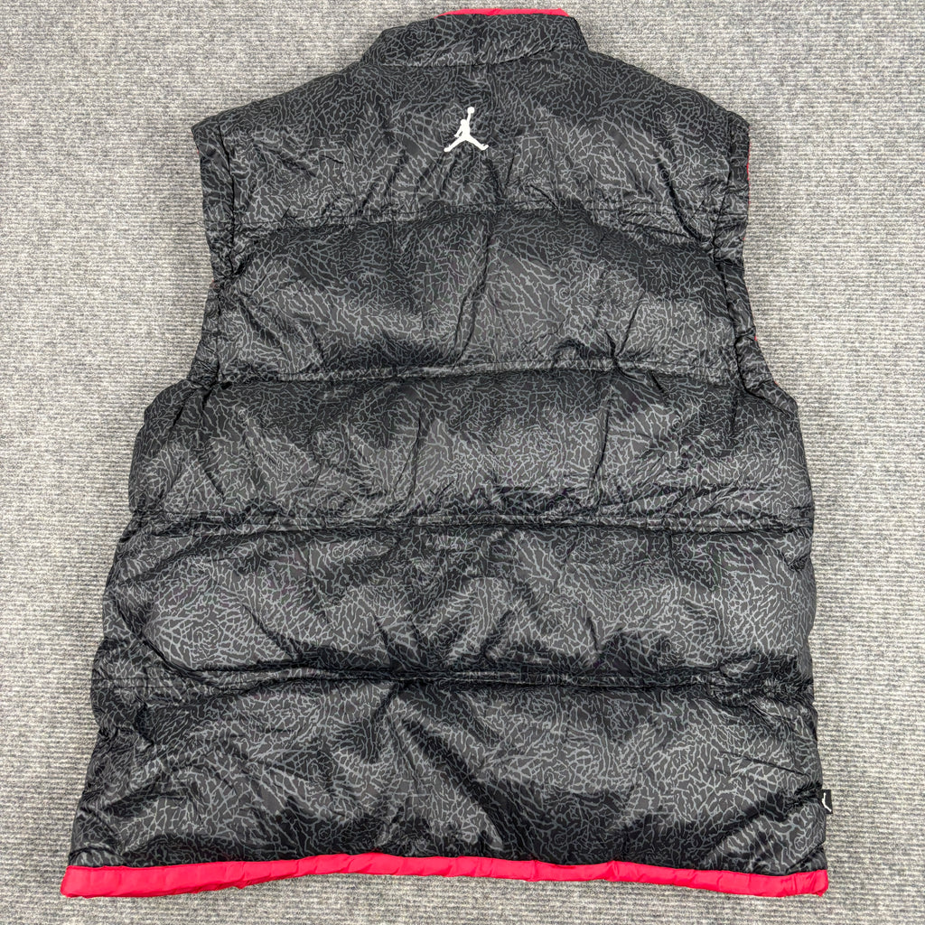 Vintage 00s Nike Air Jordan Puffer Vest Men's M Black Concrete y2k Jumpman Logo