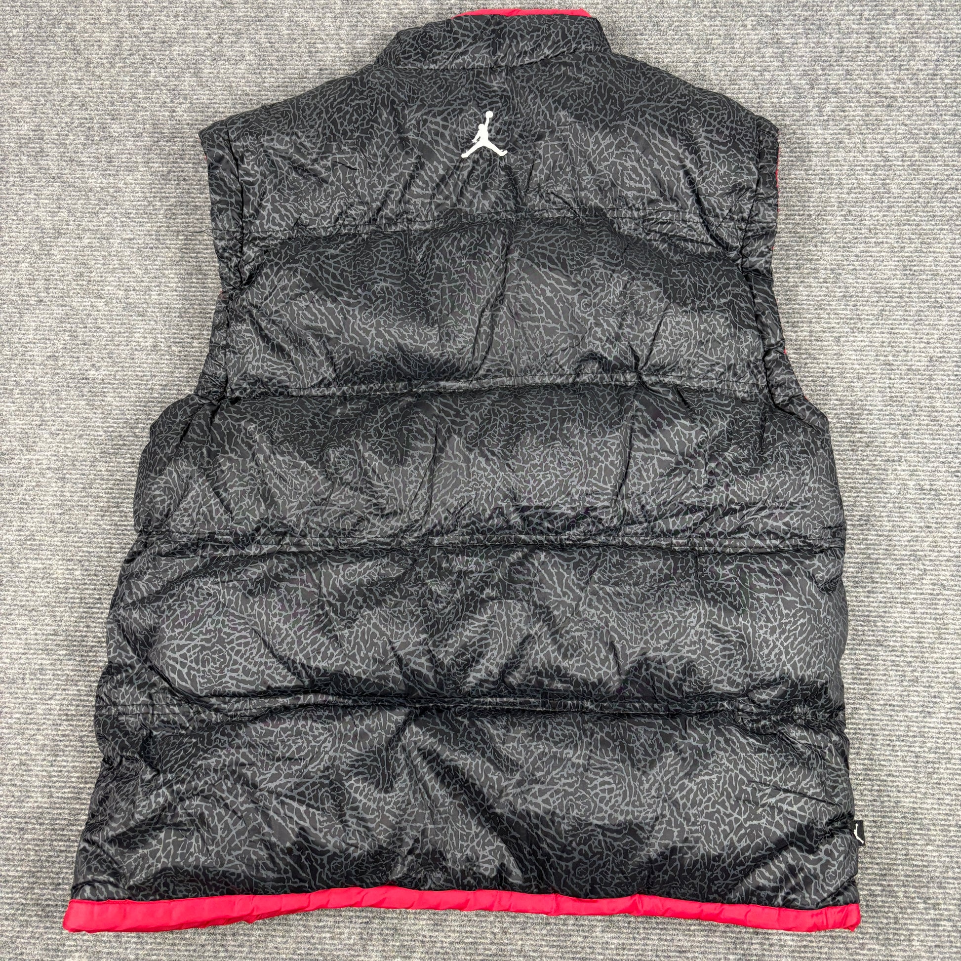 Vintage 00s Nike Air Jordan Puffer Vest Men's M Black Concrete y2k Jumpman Logo