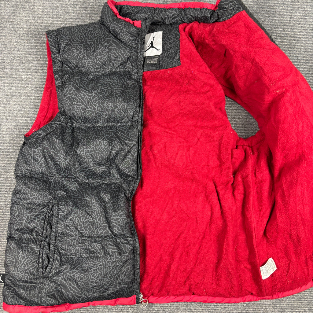 Vintage 00s Nike Air Jordan Puffer Vest Men's M Black Concrete y2k Jumpman Logo