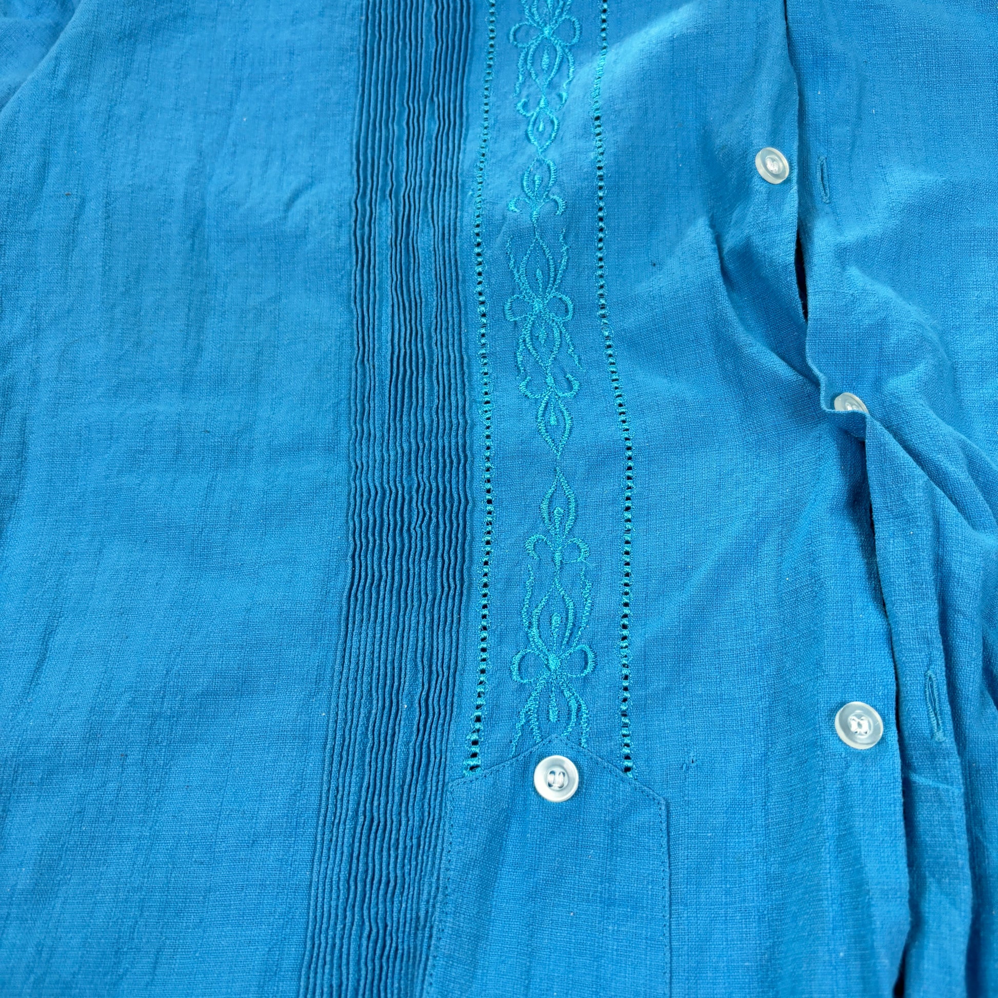 Vintage Cuban Shirt Men's Large Embroidered Pattern 2 Pocket Golf Fit