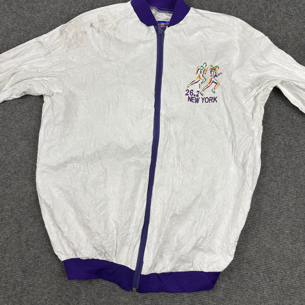 Vintage New York Marathon Jacket Women's L White Tyvek Windbreaker