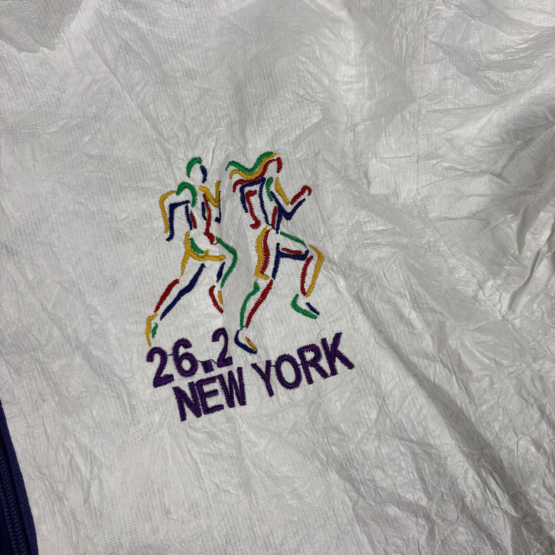 Vintage New York Marathon Jacket Women's L White Tyvek Windbreaker