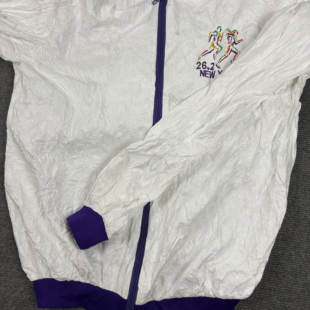 Vintage New York Marathon Jacket Women's L White Tyvek Windbreaker