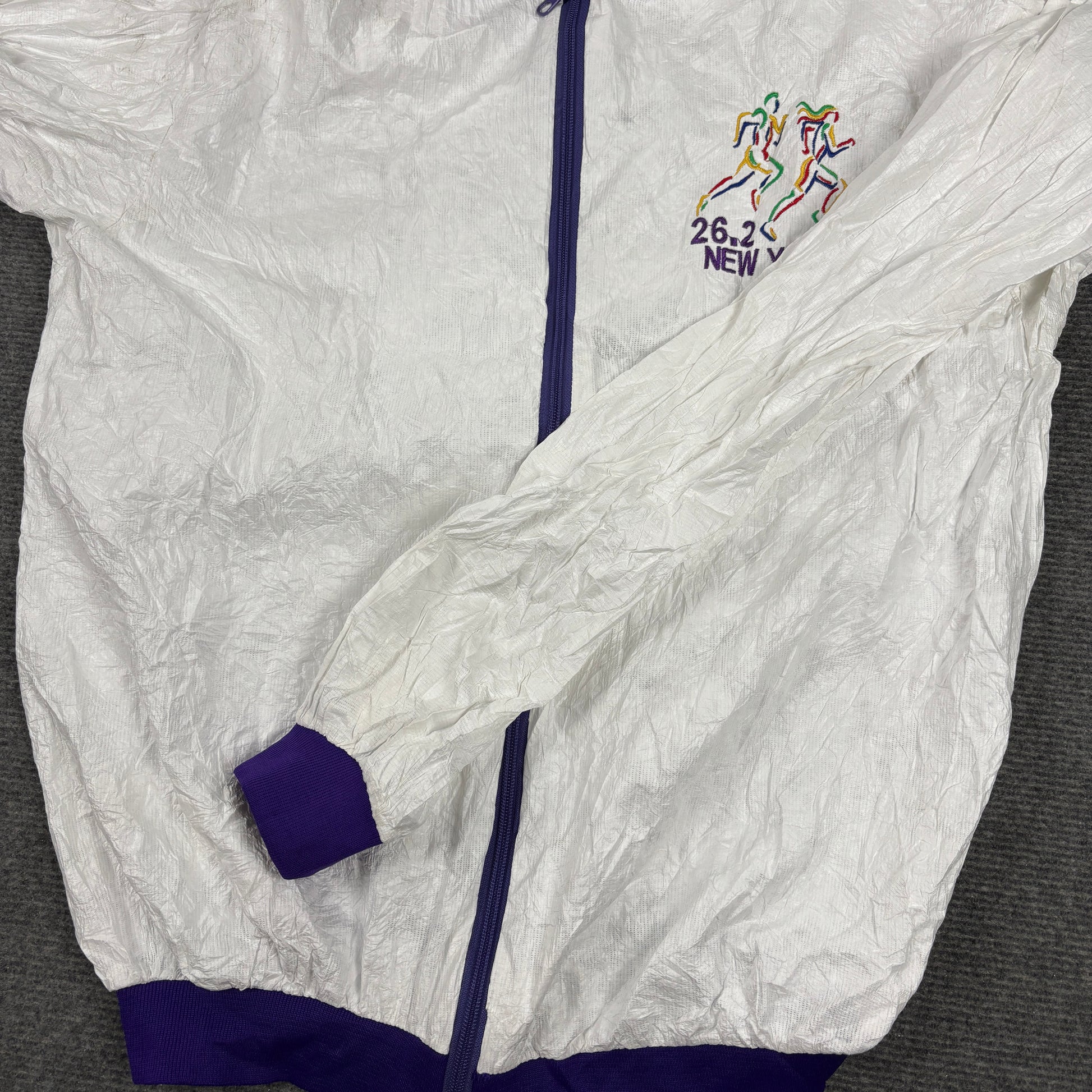 Vintage New York Marathon Jacket Women's L White Tyvek Windbreaker