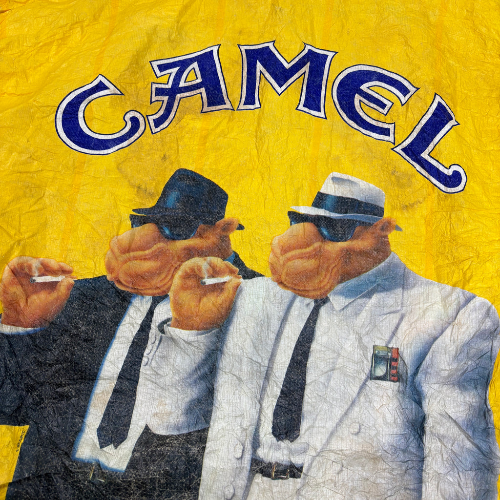 Vintage 90s Joe Camel Tyvek Jacket Size XL Yellow Windbreaker
