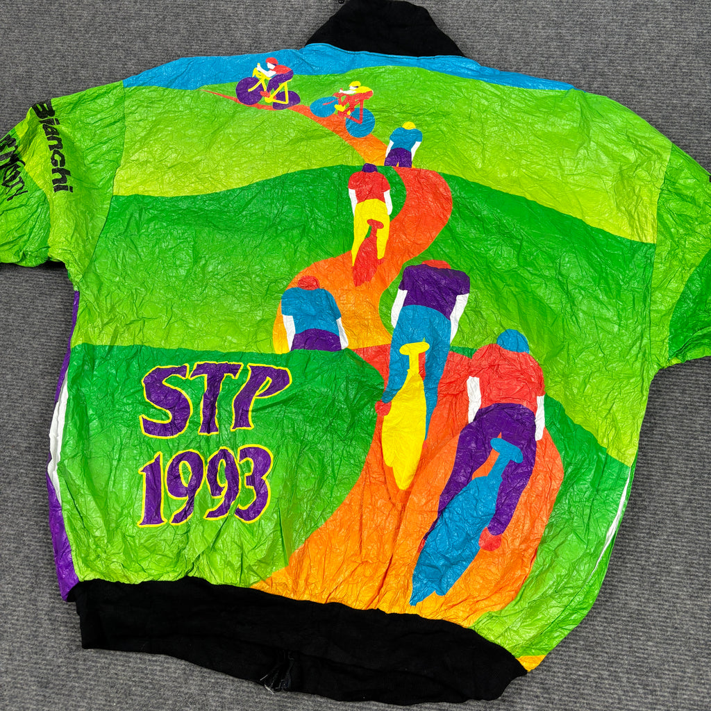 Vintage 90s STP Cycling Race Jacket Men's L Multicolour Tyvek Windbreaker