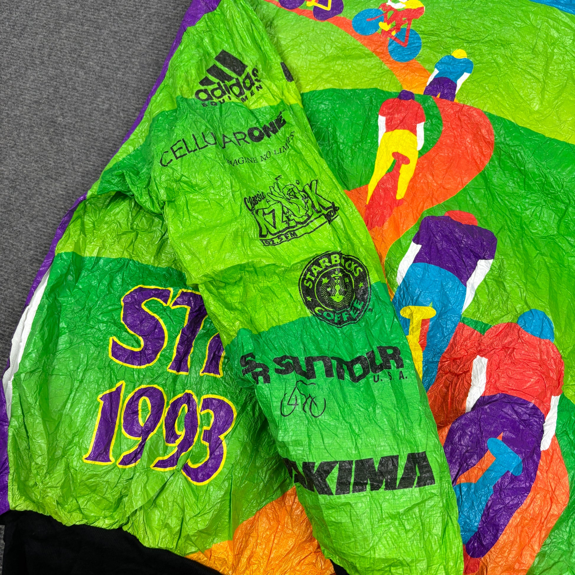 Vintage 90s STP Cycling Race Jacket Men's L Multicolour Tyvek Windbreaker