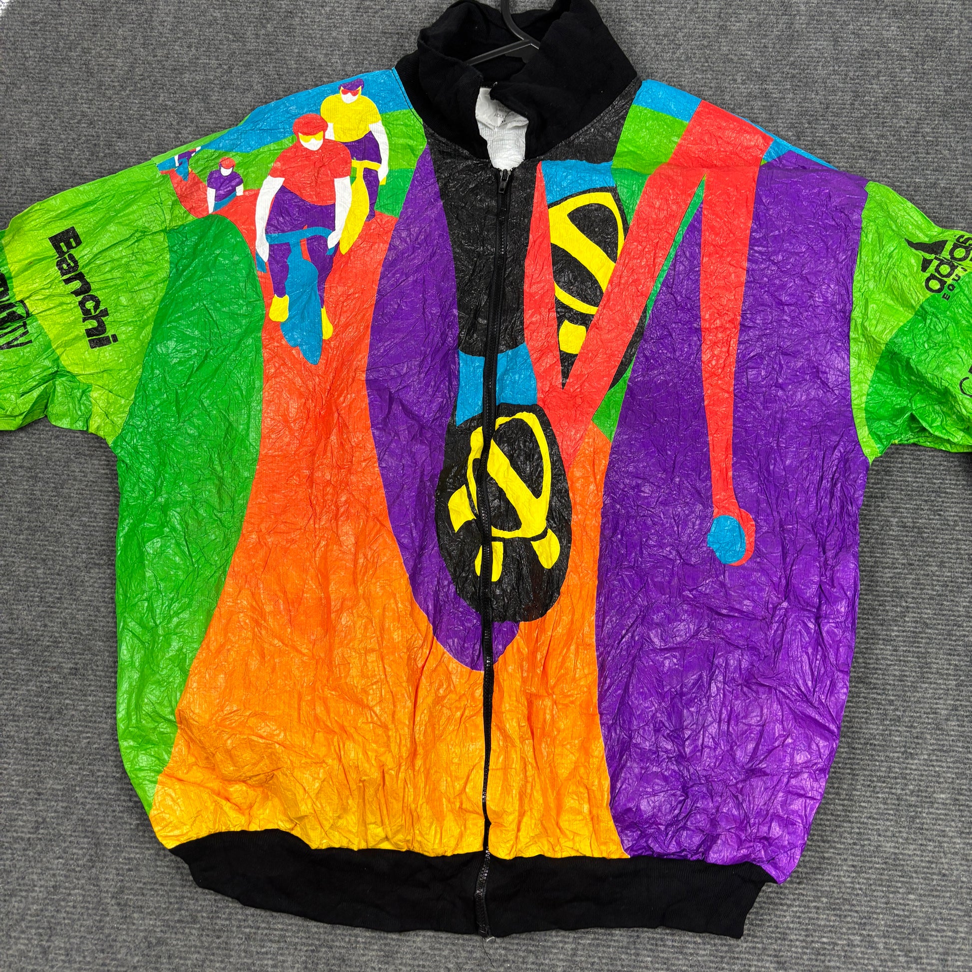 Vintage 90s STP Cycling Race Jacket Men's L Multicolour Tyvek Windbreaker