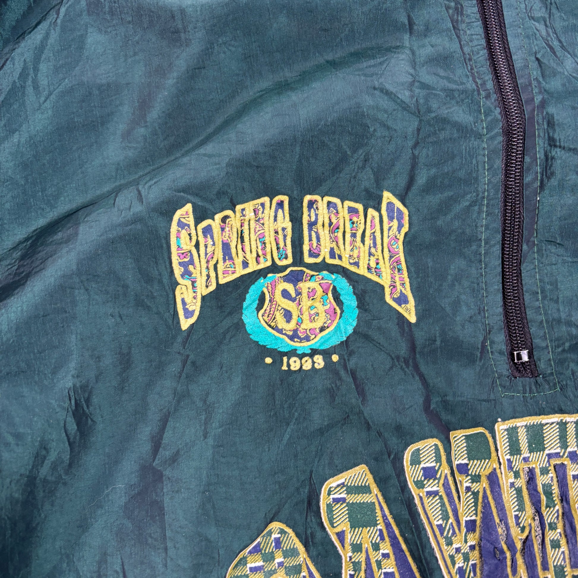 Vintage 90s Surf Style 1/4 Zip Jacket Men's XL Green Iridescent Daytona Windbreaker