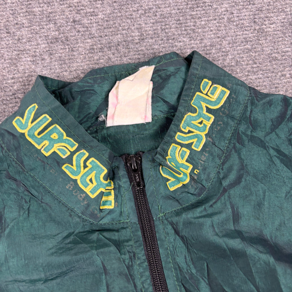 Vintage 90s Surf Style 1/4 Zip Jacket Men's XL Green Iridescent Daytona Windbreaker